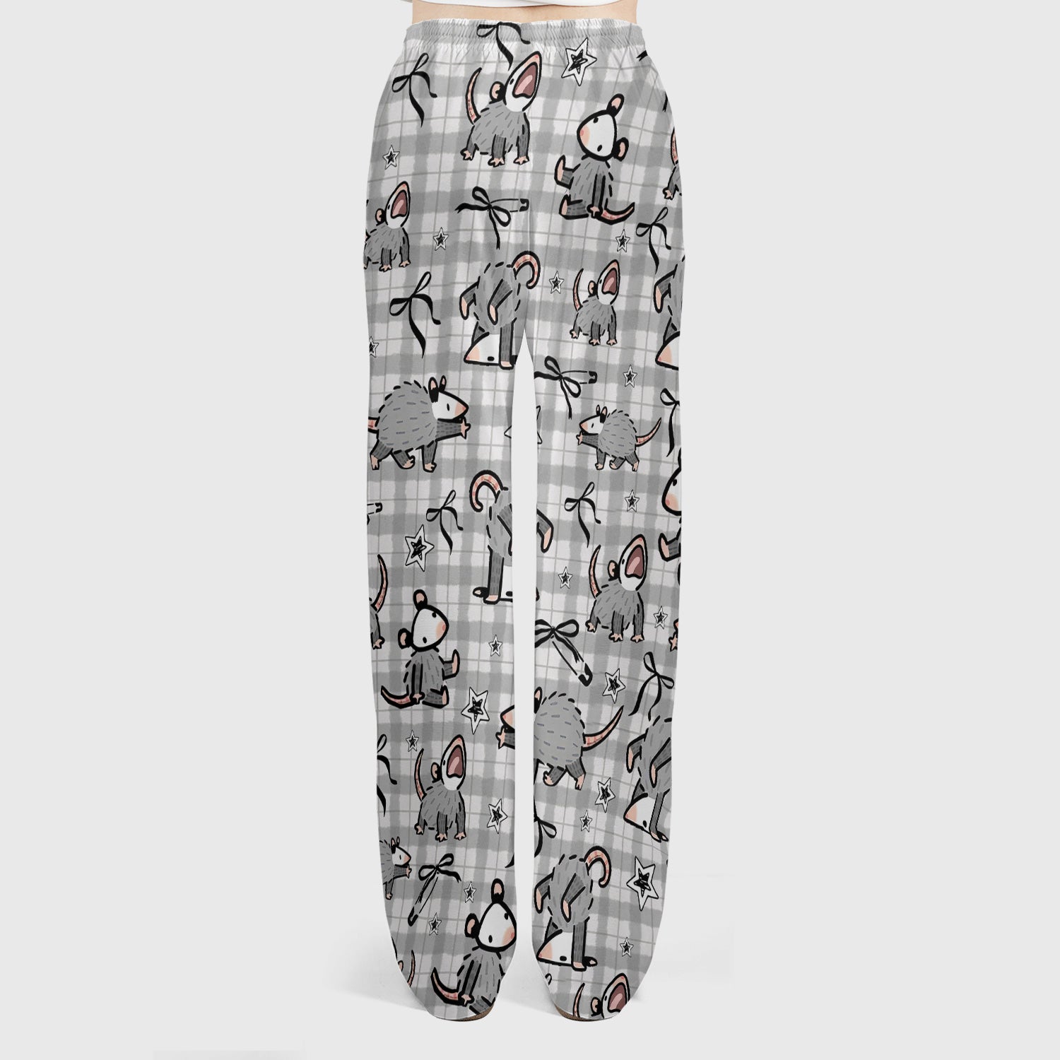 Funny Mouse Cartoon Pattern Scrub Set, Scrub Pants and V Neck Top