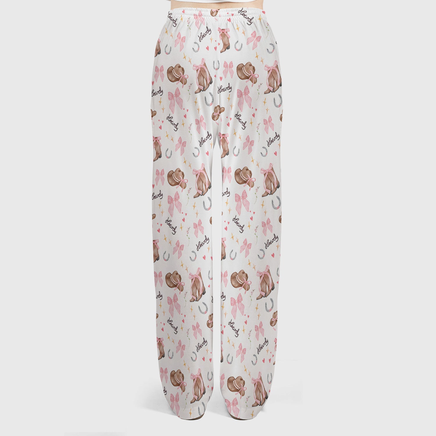 Cute Pink Cowgirl Boots Pattern Scrub Set, Scrub Pants and V Neck Top