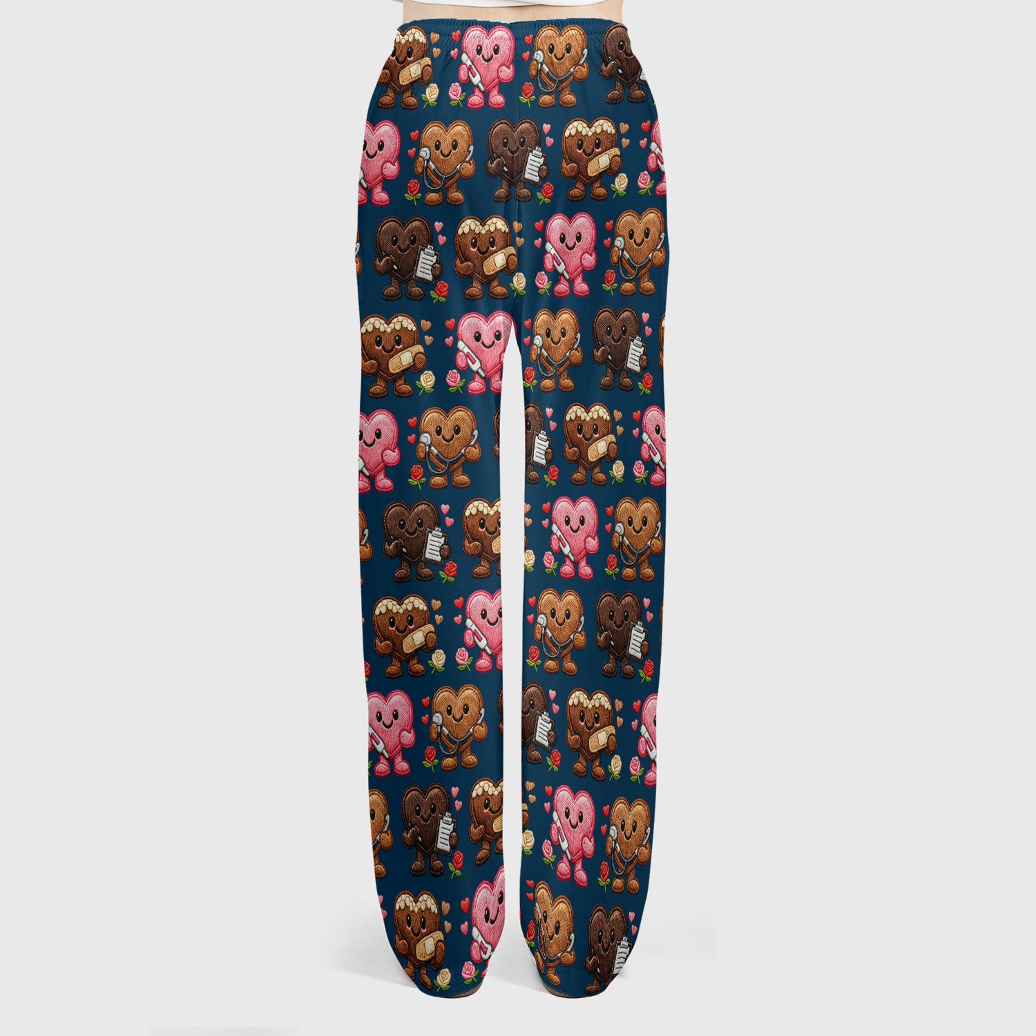 Valentine Heart Nurse Scrub Set, Cute Medical Love Pattern Shirt, Breathable Fabrics Nursing Uniform