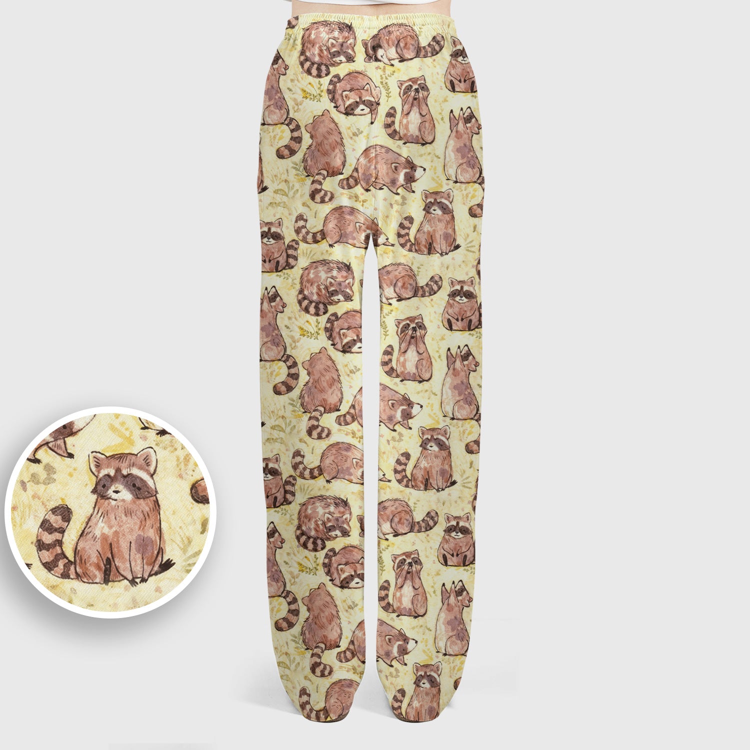 Cute Raccoon Woodland Pattern Scrub Set, Scrub Pants and V Neck Top