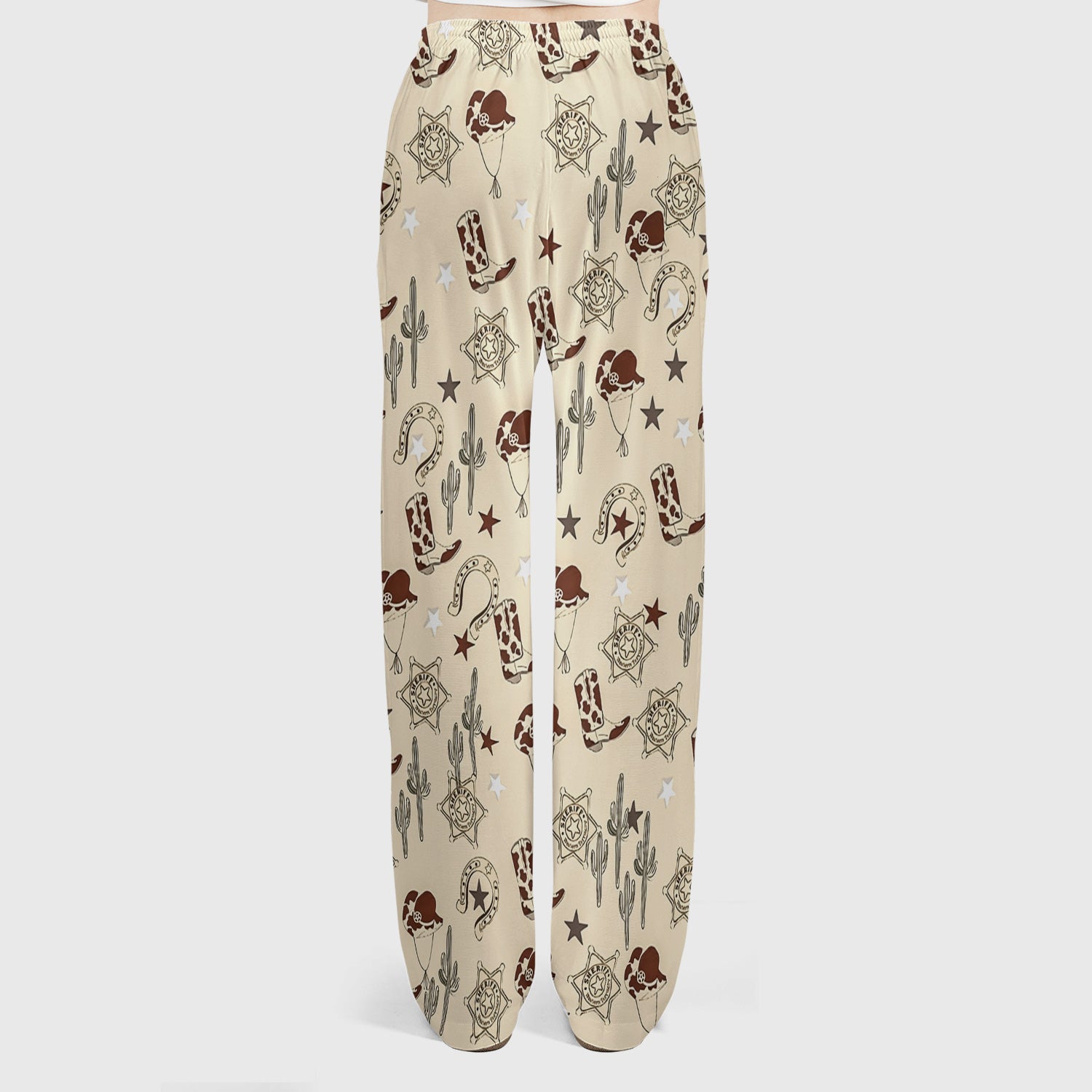 Funny Cowboy Hats & Boots Pattern Scrub Set, Scrub Pants and V Neck Top