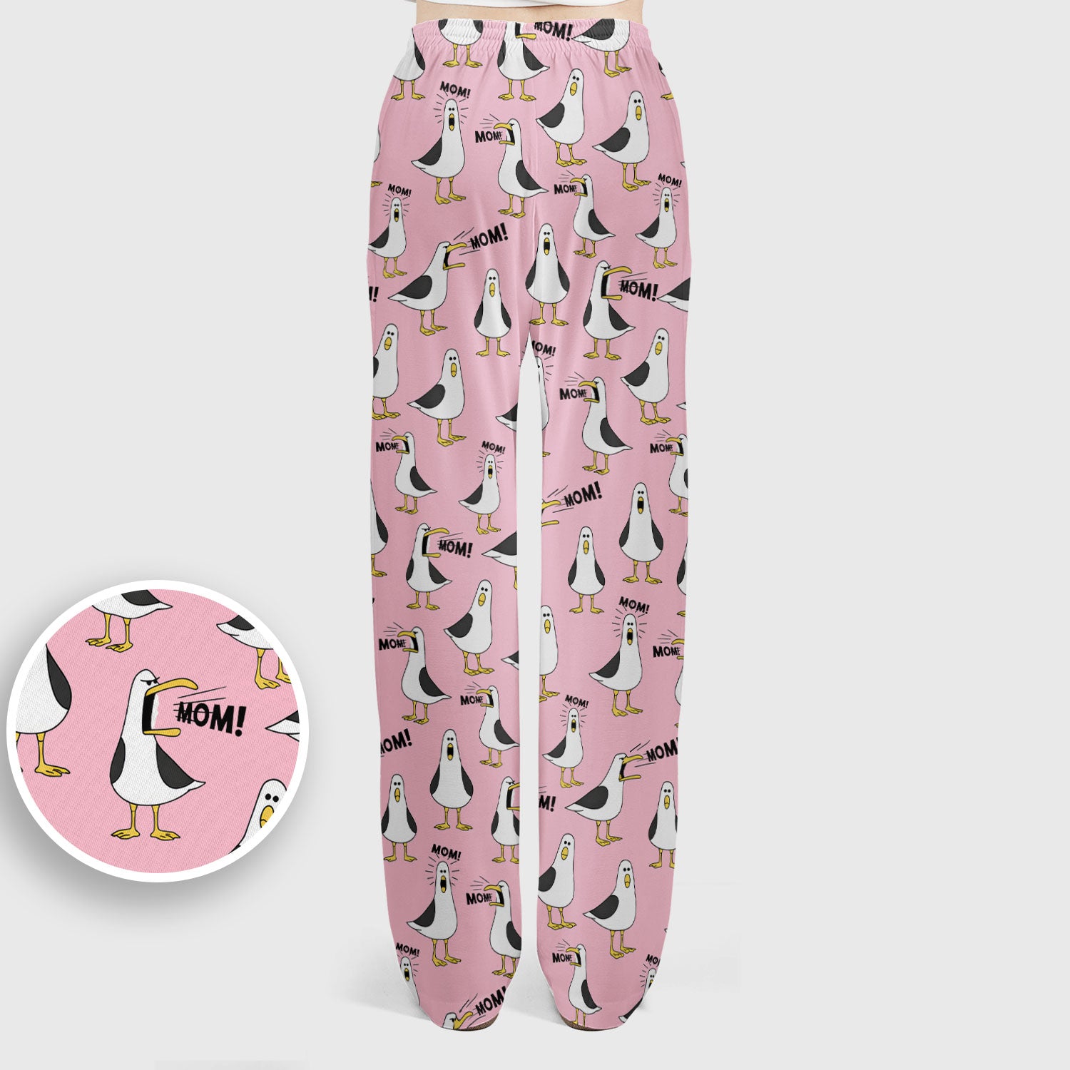 Funny Seagull Mom Seamless Pattern Scrub Set, Scrub Pants and V Neck Top