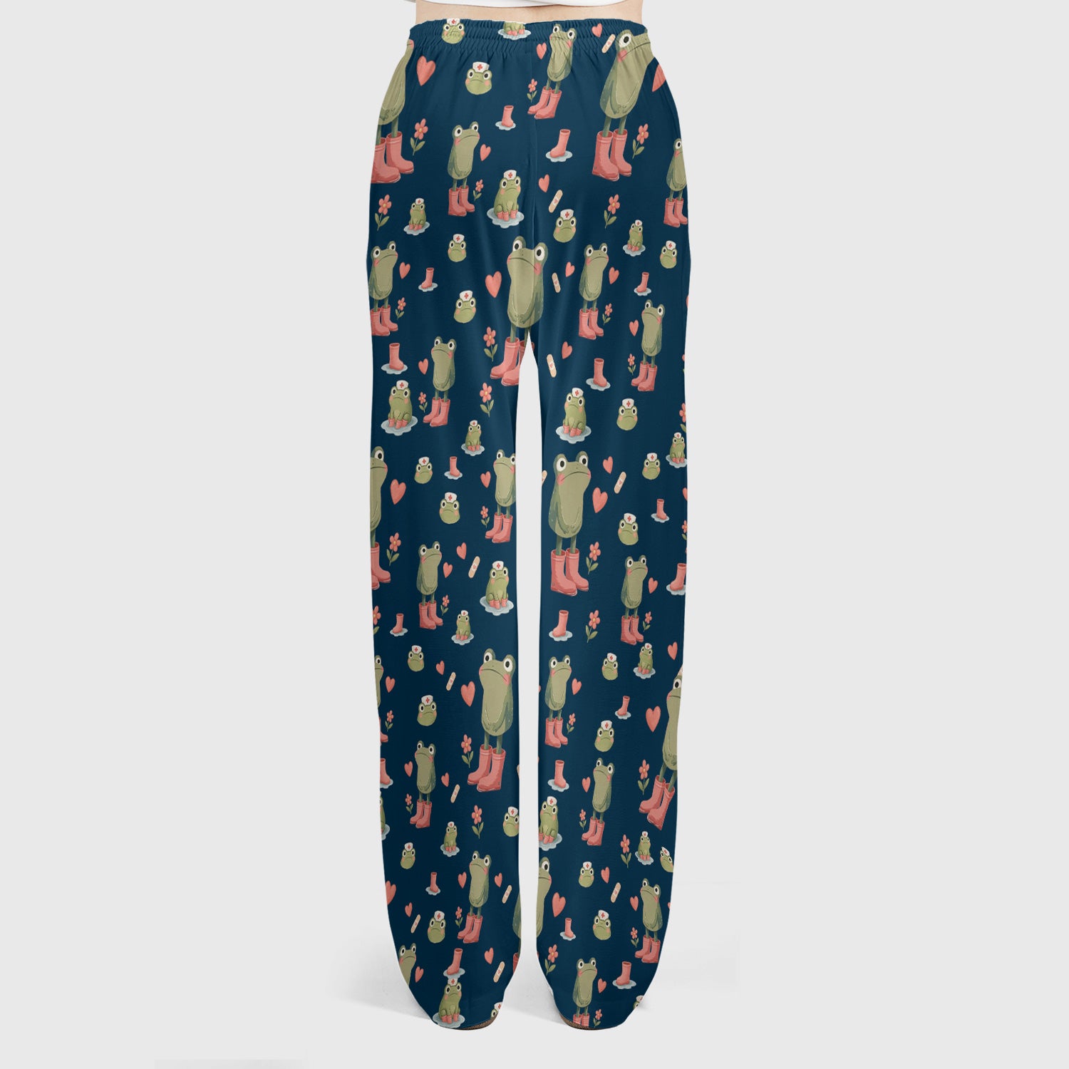 Adorable Frog Boots Heart Pattern Scrub Set, Nurse Uniform Scrubs Set