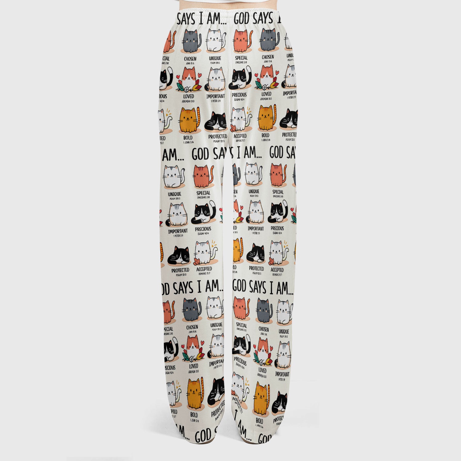 Cute Christian Cat God Says I Am Women's Scrub Set, Breathable Med Uniform