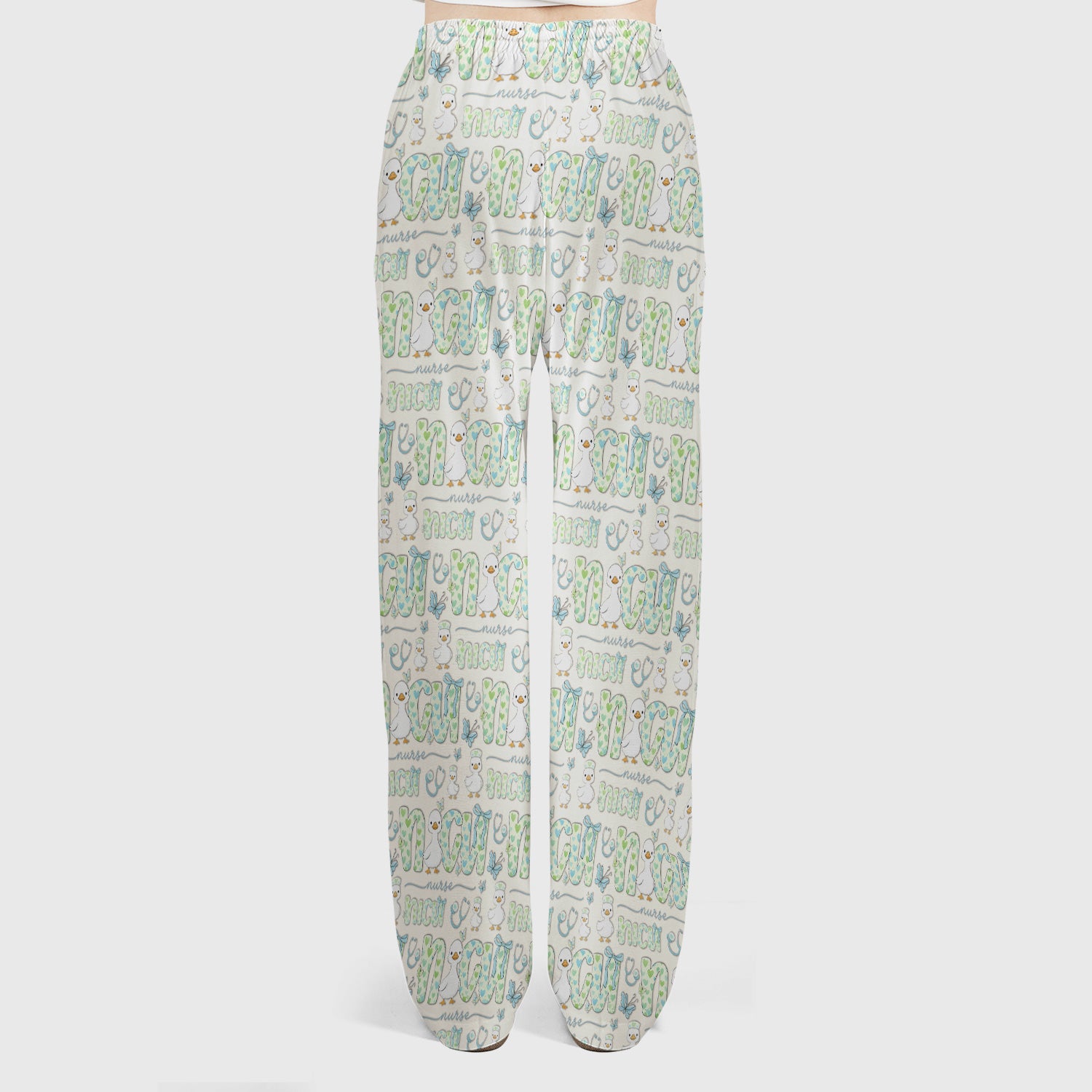 NICU Nurse Duck Pattern Scrub Set, Scrub Pants and V Neck Top