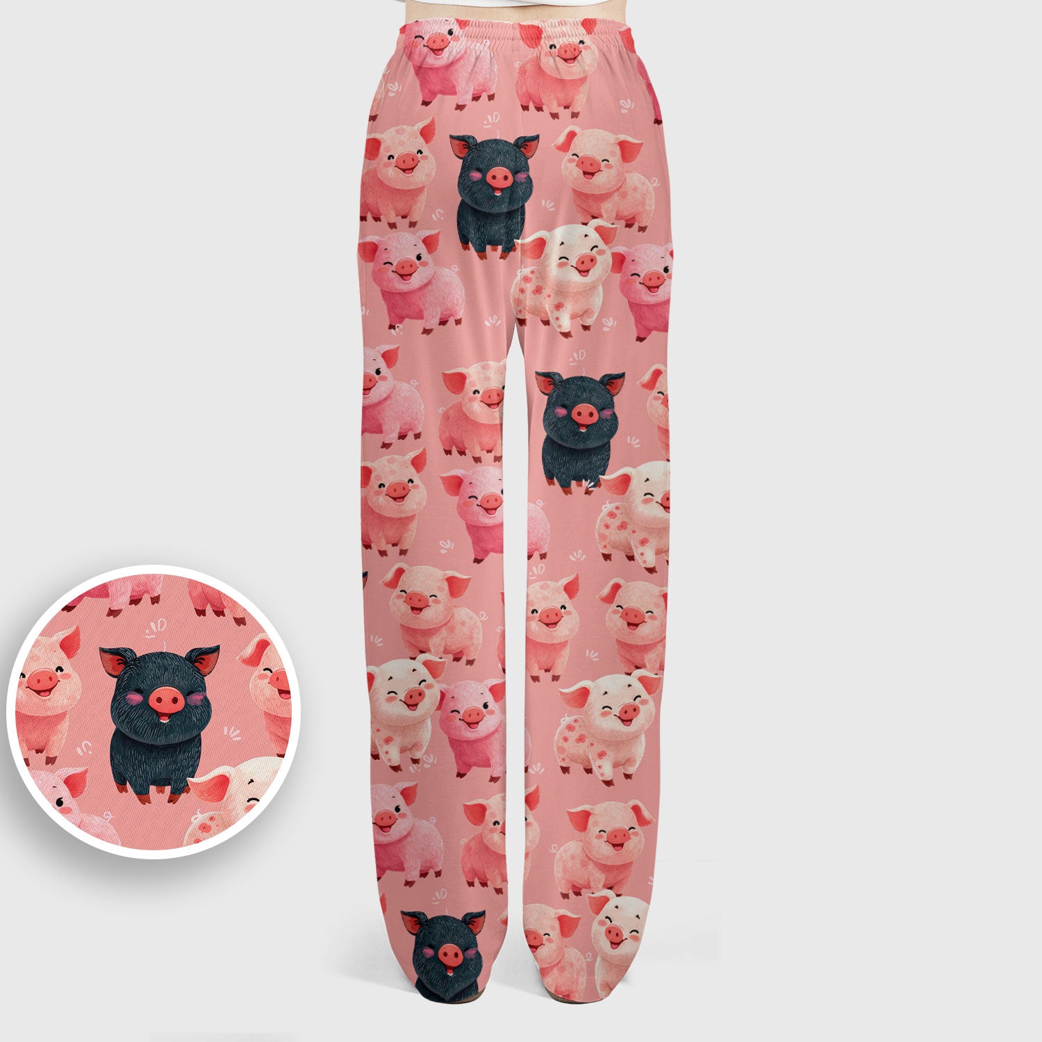 Funny Farm Pig Cartoon Pattern Scrub Set, Nurse Uniform Scrubs Set