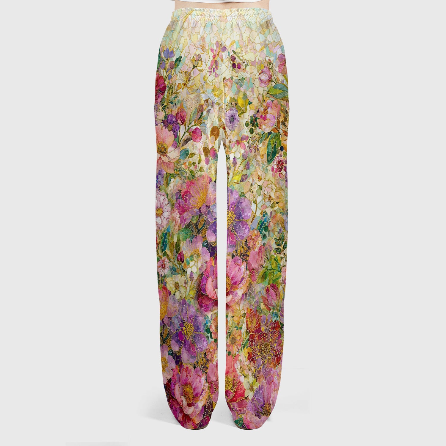 Vibrant Mosaic Bee Nurse for RN, CNA, Floral Garden Medical Scrub Set, Scrub Pants and V Neck Top