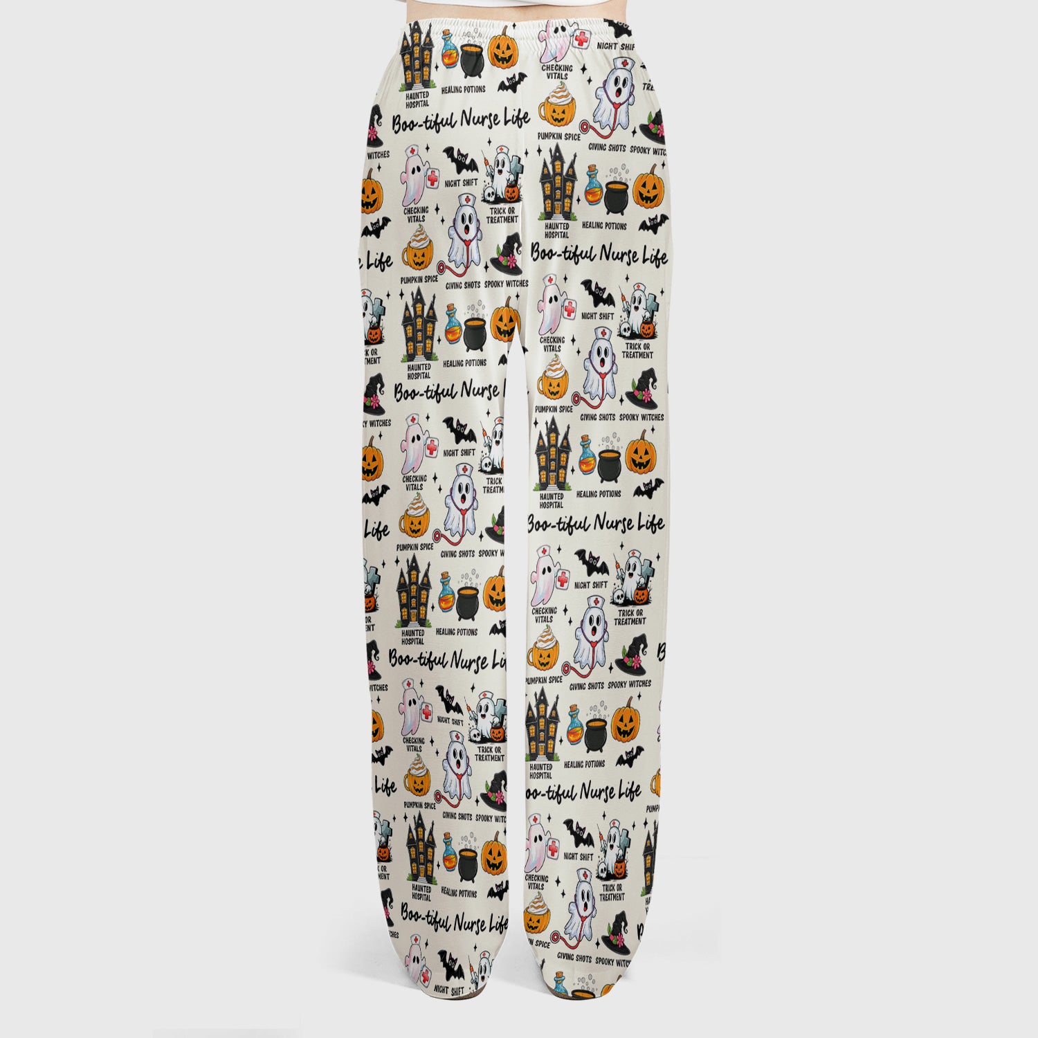 Spooky Halloween Boo-tiful Nurse Life Scrub Set, Scrub Pants and V Neck Top
