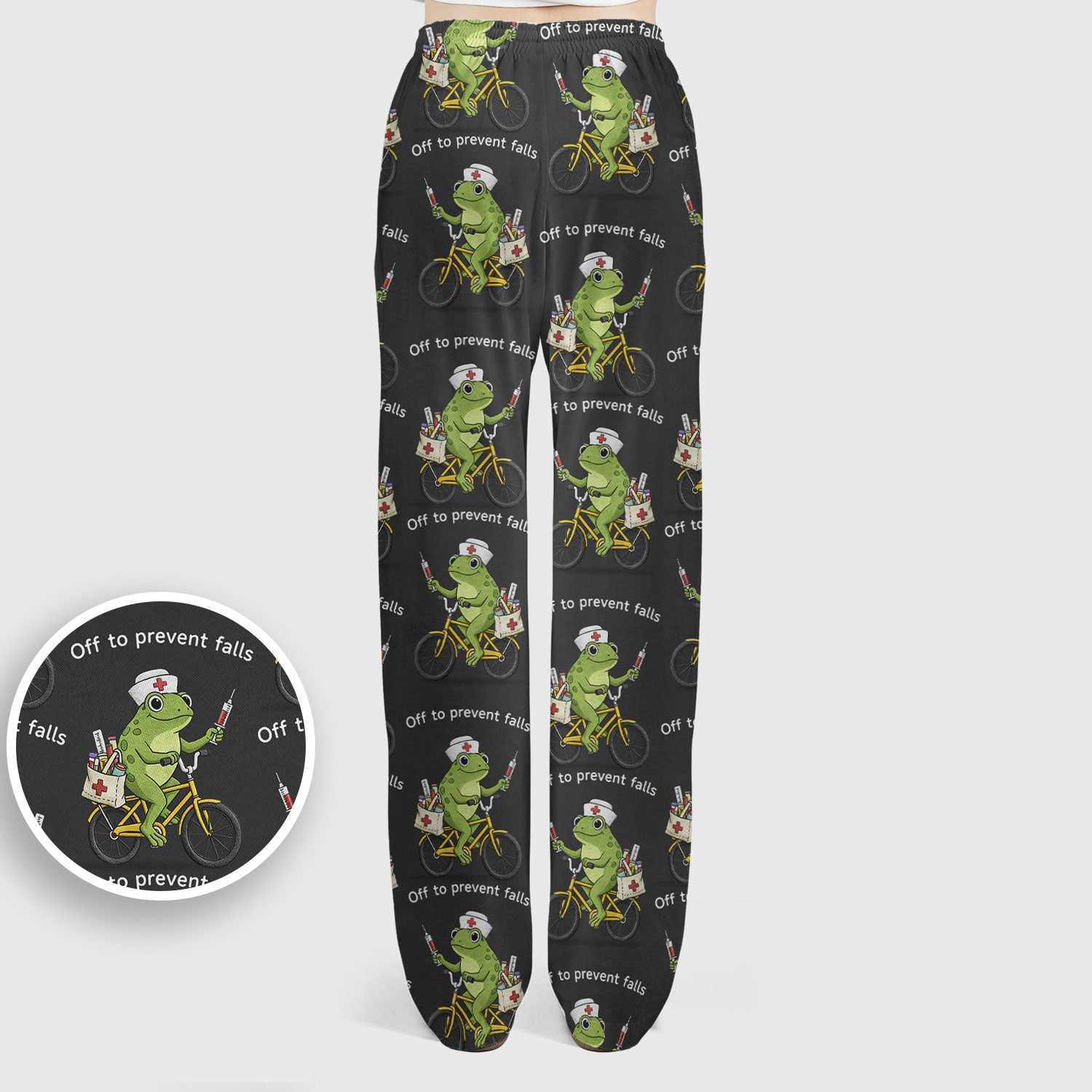 Cute Frog Riding Bike With Funny Quote Scrub Set, Scrub Pants and V Neck Top