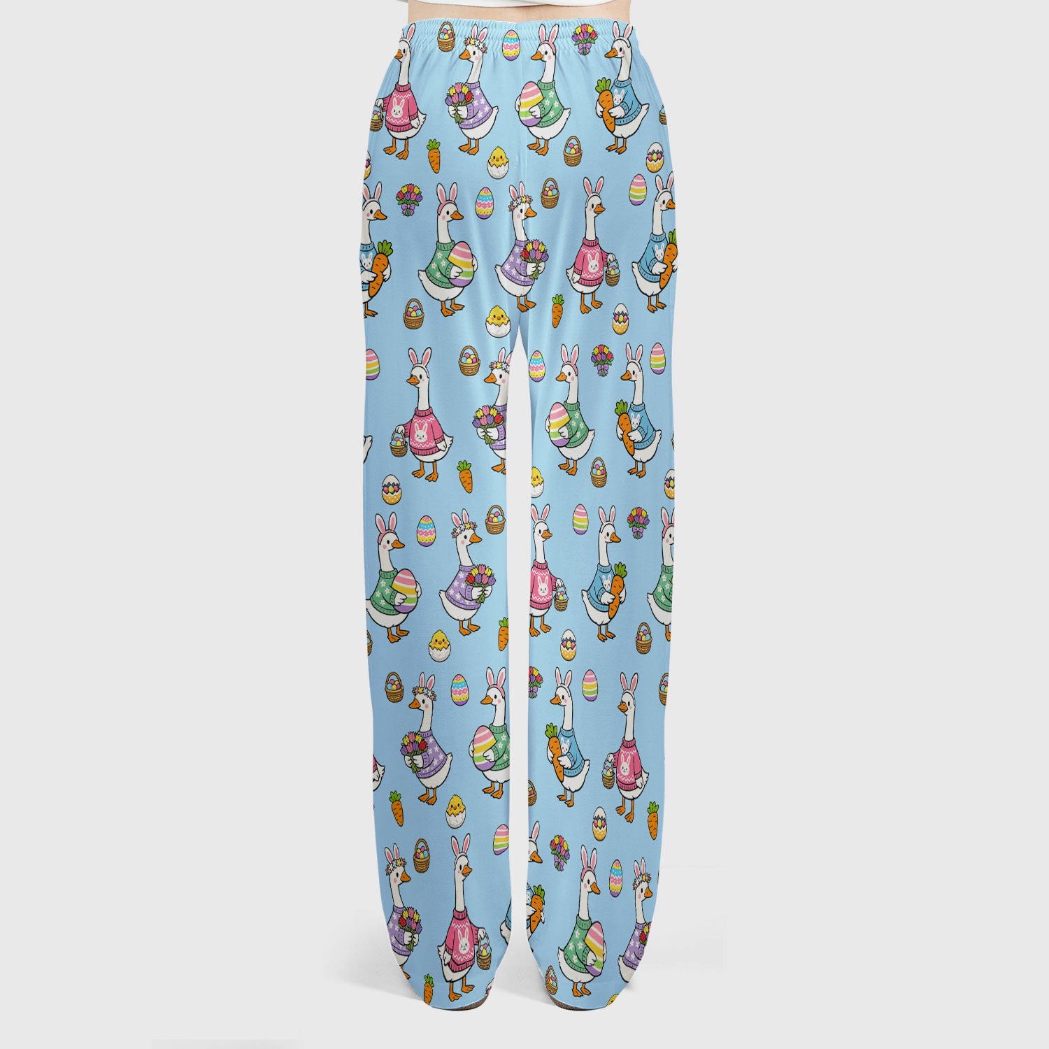 Cute Easter Goose Print Scrub Set, Breathable Med Uniform