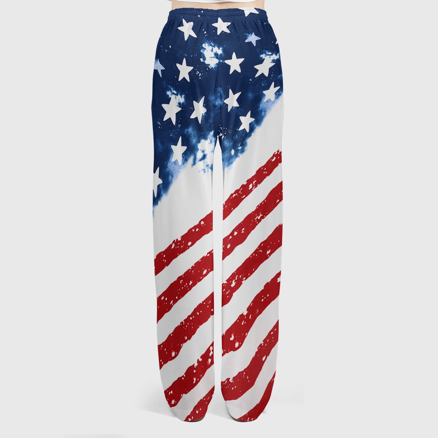 USA Stars And Stripes Pattern Scrub Set, Scrub Pants and V Neck Top