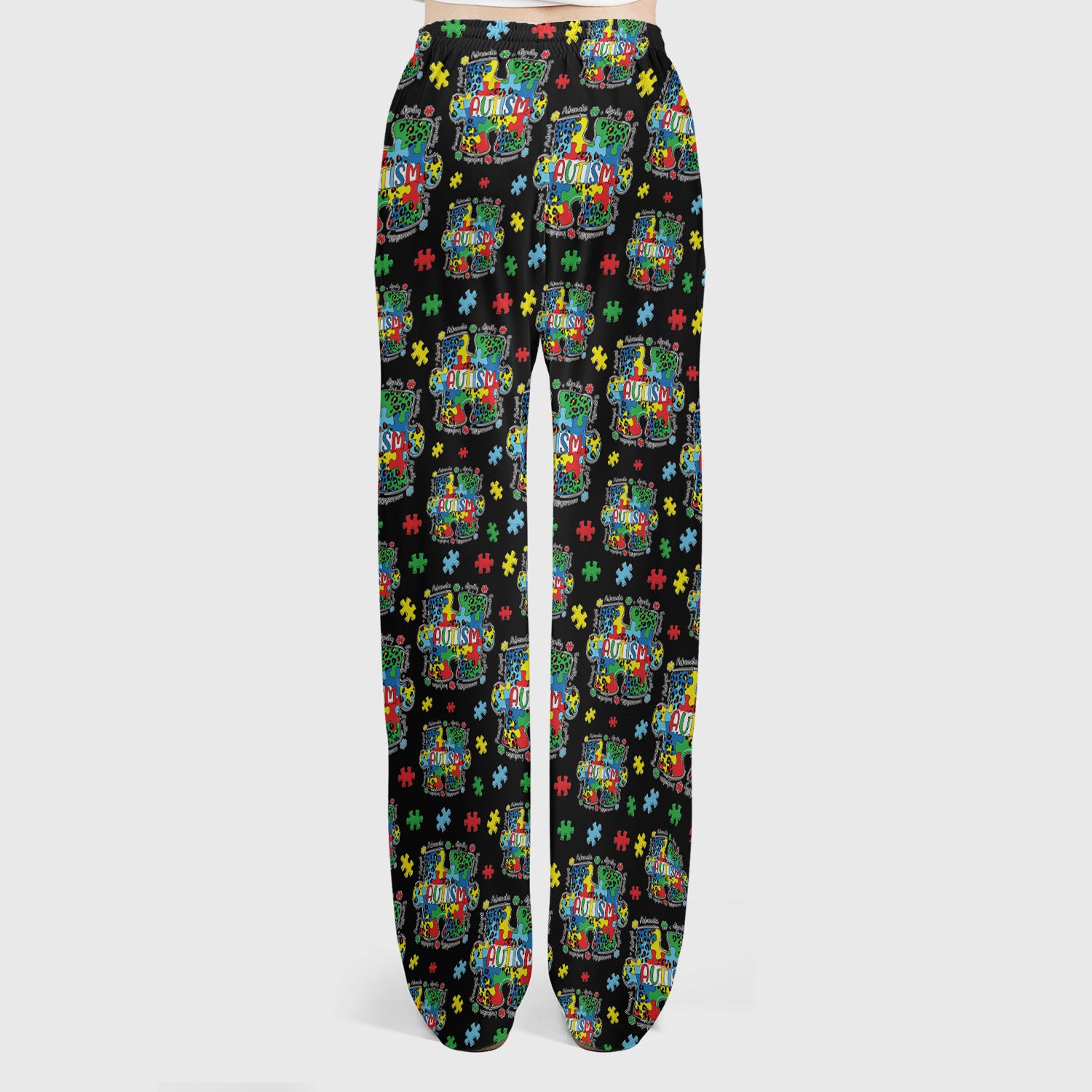 Autism Awareness Puzzle Pattern Scrub Set, Scrub Pants and V Neck Top