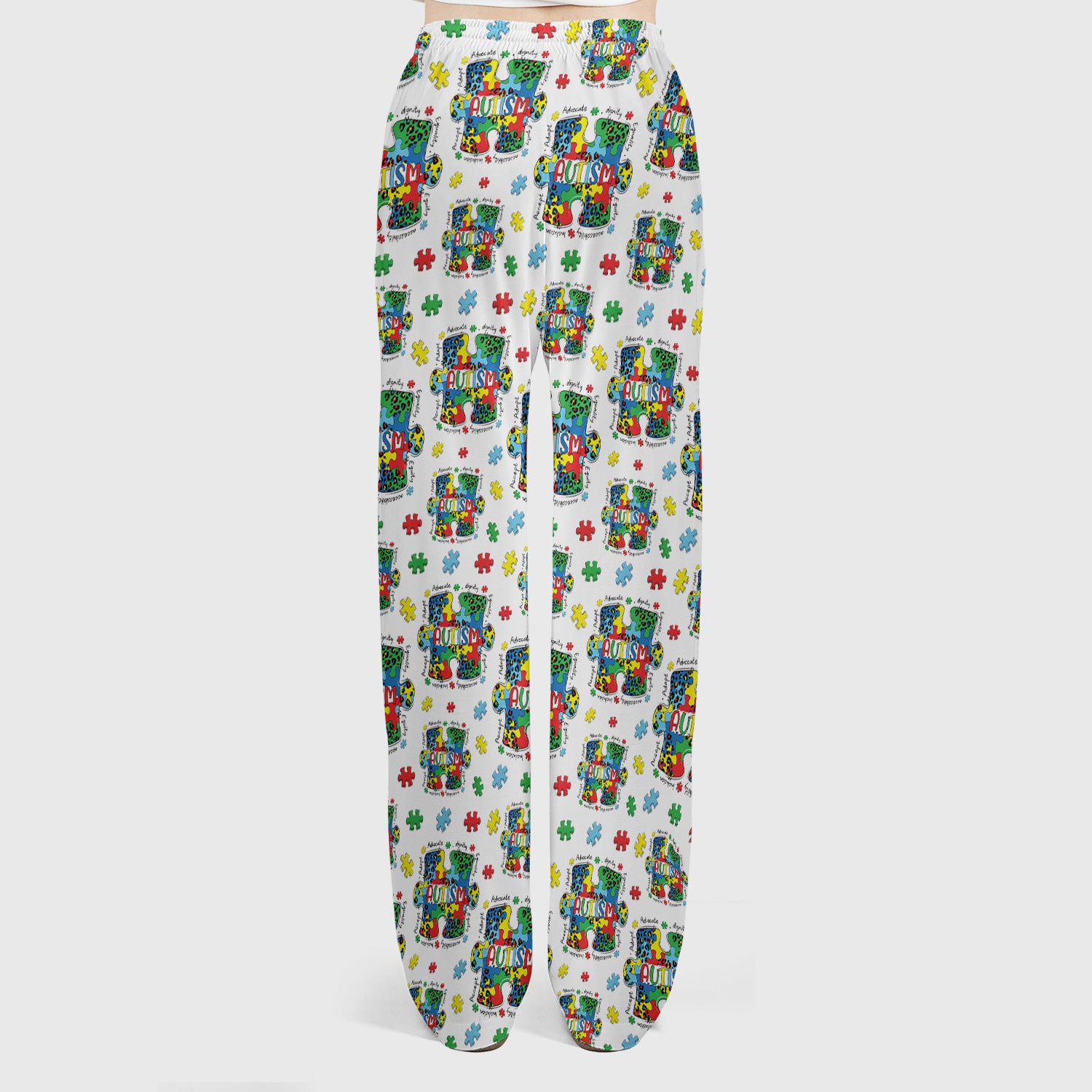 Autism Awareness Puzzle Pattern Scrub Set, Scrub Pants and V Neck Top