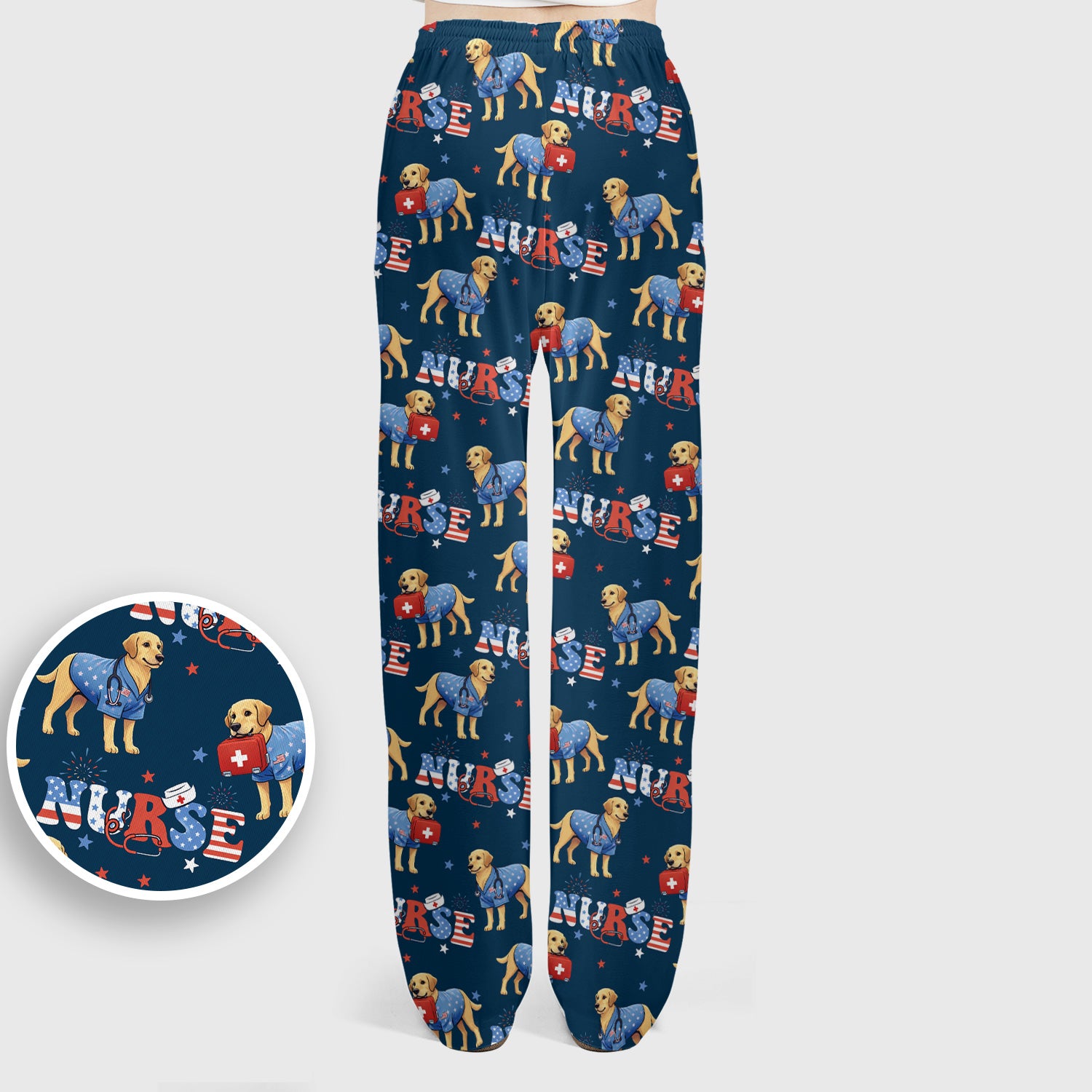 Patriotic Nurse Dog Medical Pattern Pattern Scrub Set, Women's Scrub Sets