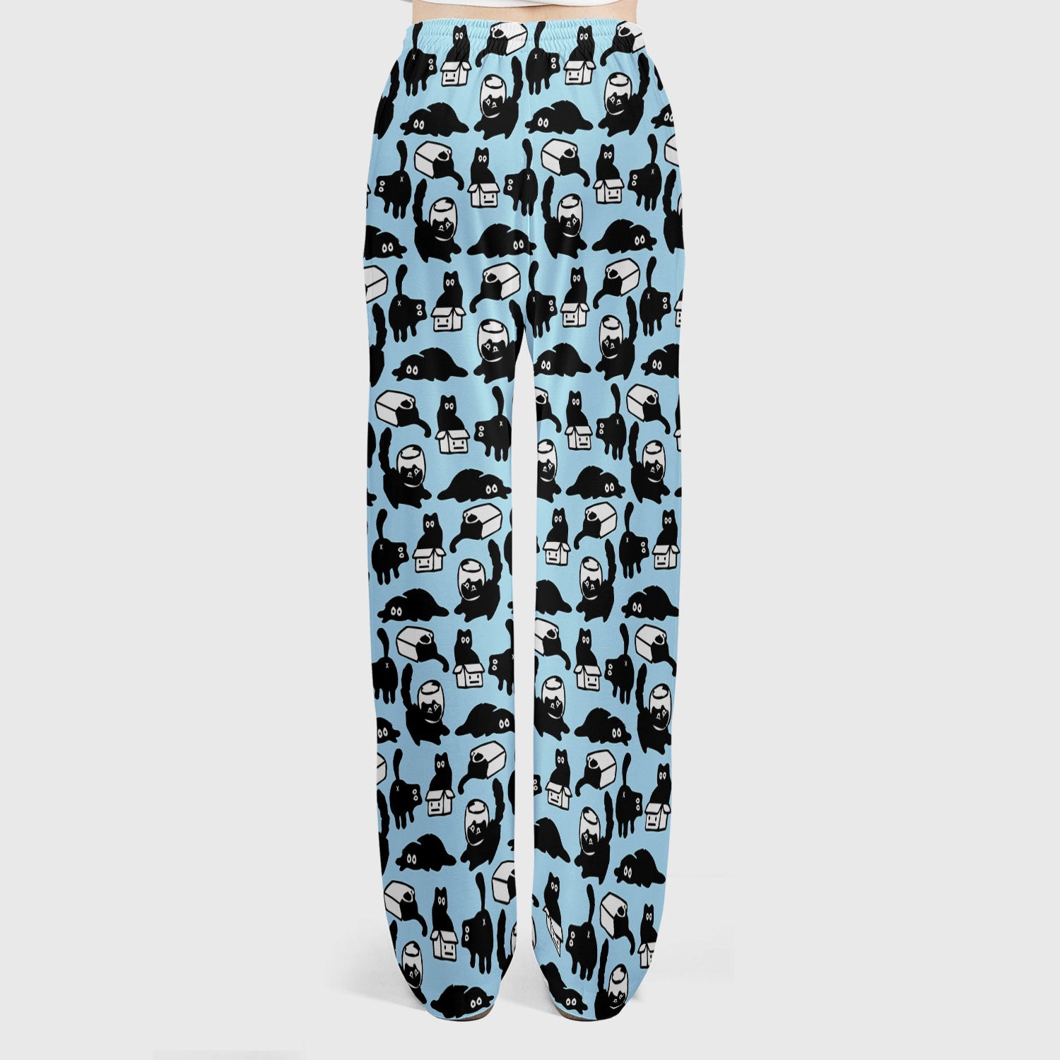 Dark Playful Cat Cartoon Pattern Scrub Set, Breathable Med Uniform