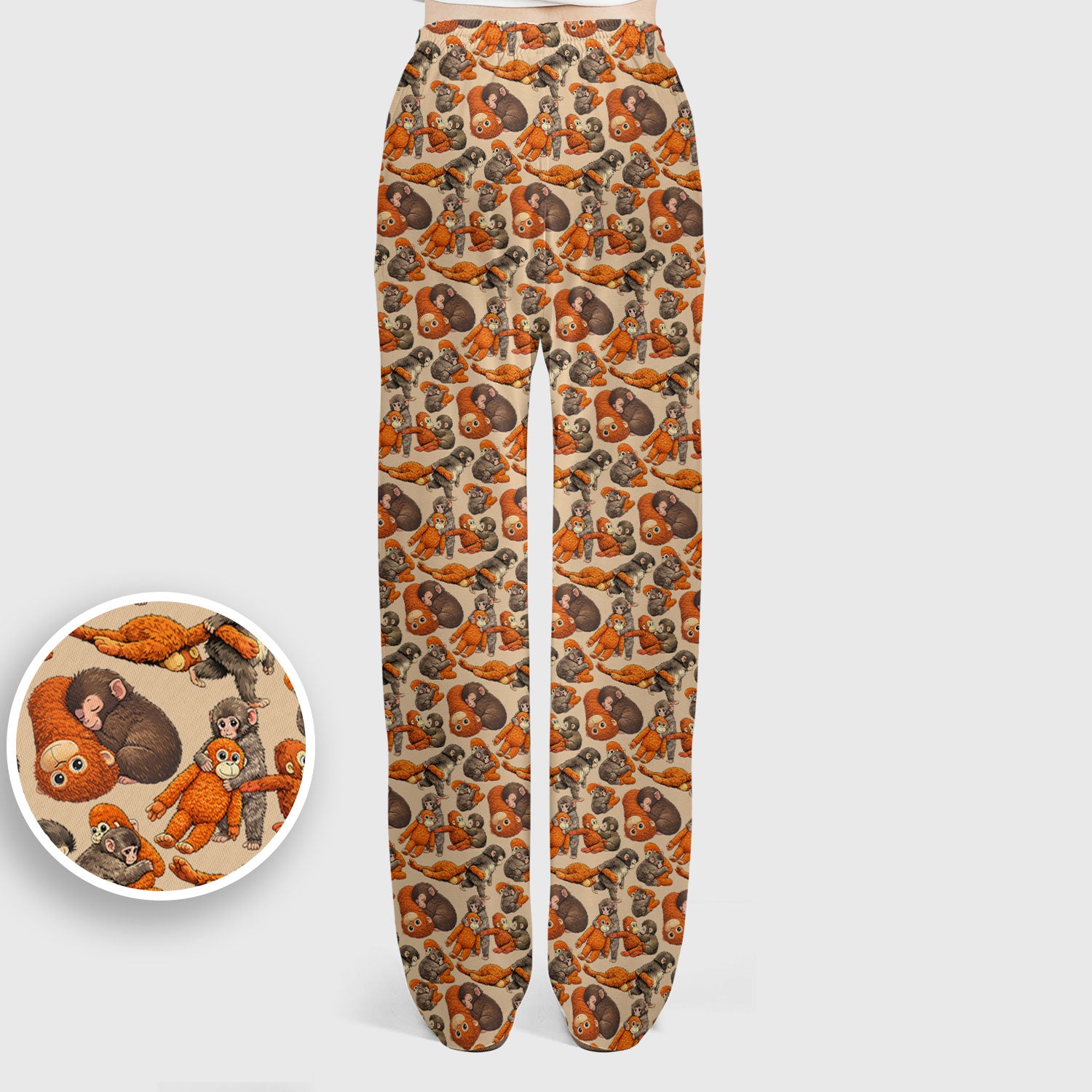 Funny Baby Monkeys With Cute Poses Pattern Scrubs Sets, Scrub Pants and V Neck Top