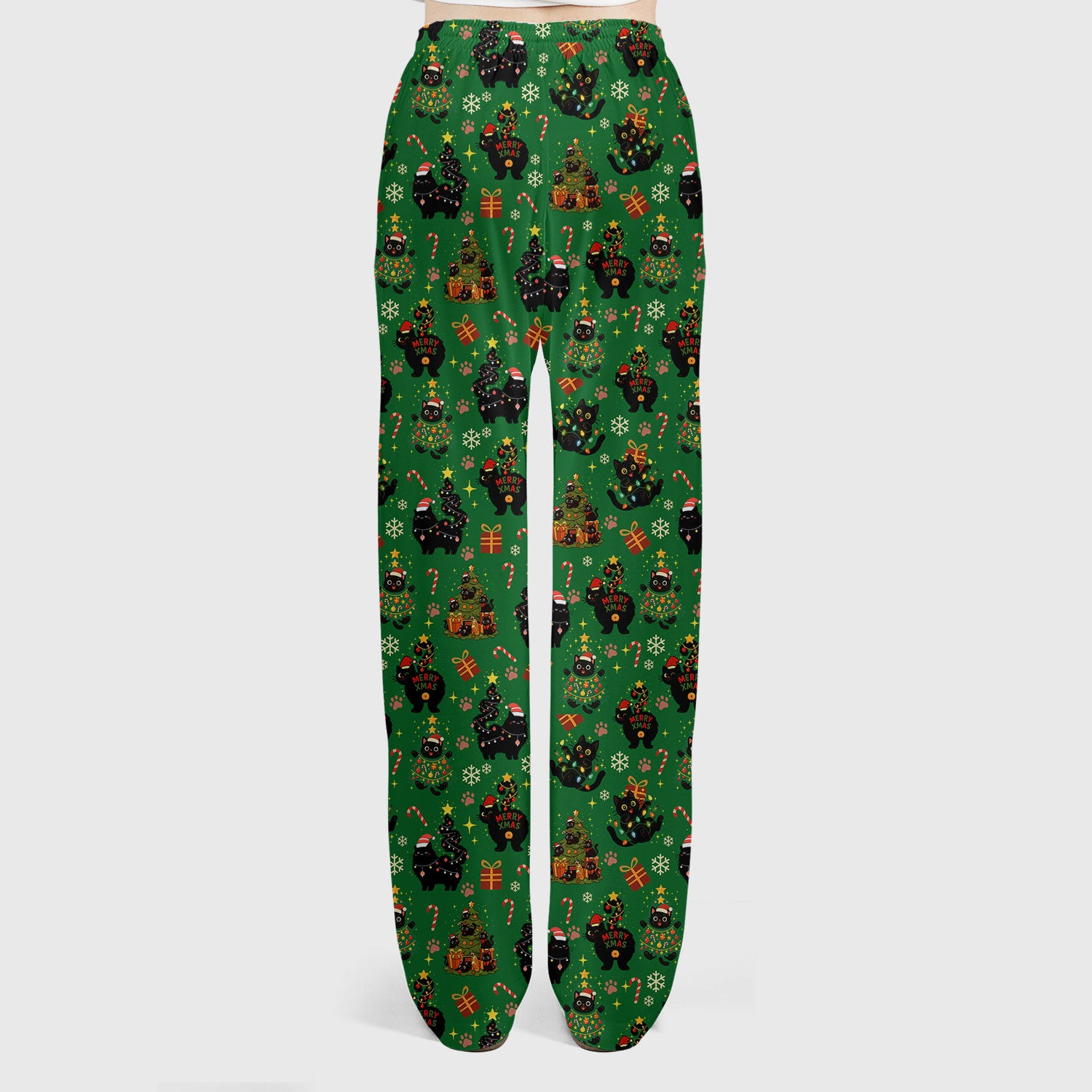 Christmas Cat Scrub Set for Women - Black Cat and Tree Pattern Holiday Nurse Scrubs - Cute Gift for RN LPN CNA