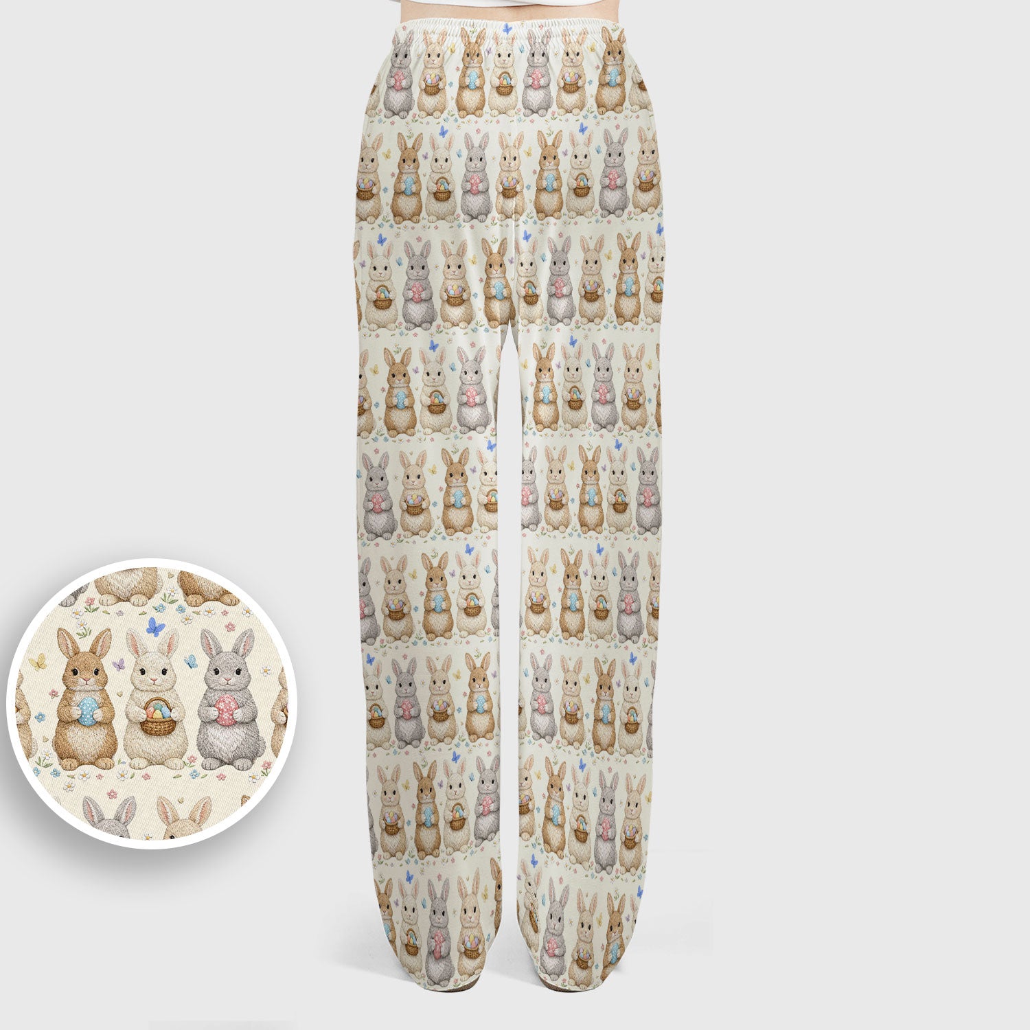Easter Bunny Basket Pastel Print Sets, Scrub Pants and V Neck Top