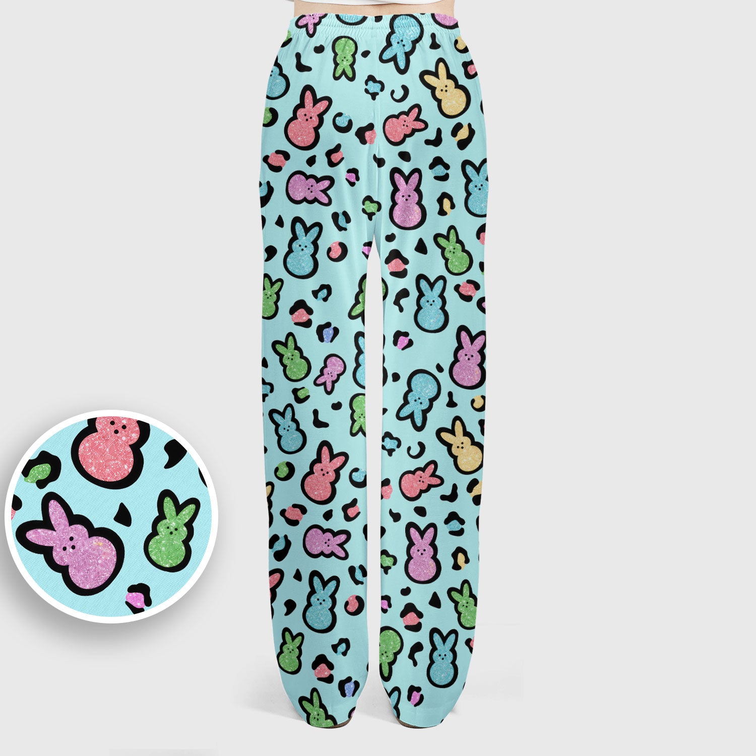 Cute Easter Bunny Pastel Pattern Scrub Set, Scrub Pants and V Neck Top