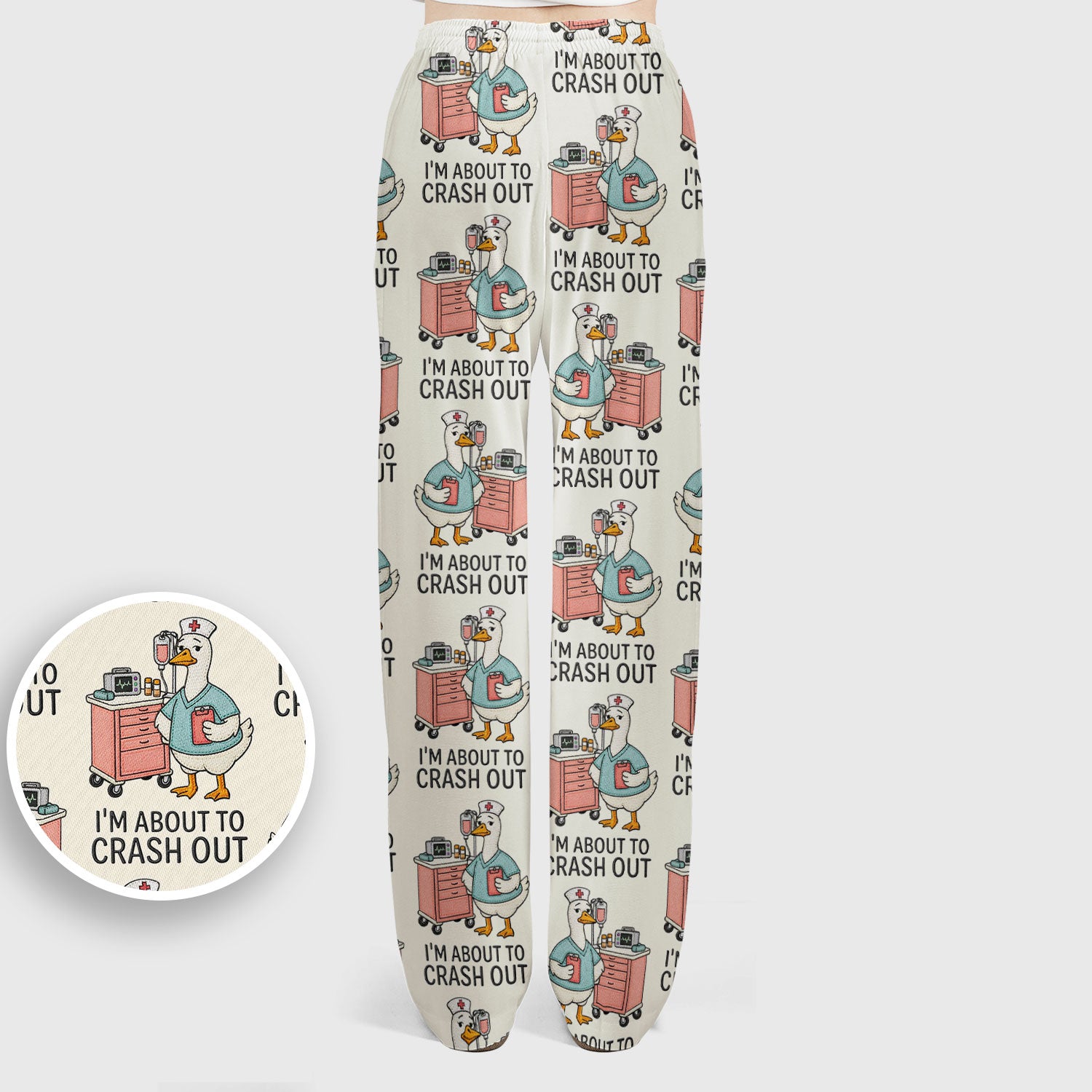 Funny Nurse Goose Crash Out Pattern Scrub Set, Nurse Uniform Scrubs Set
