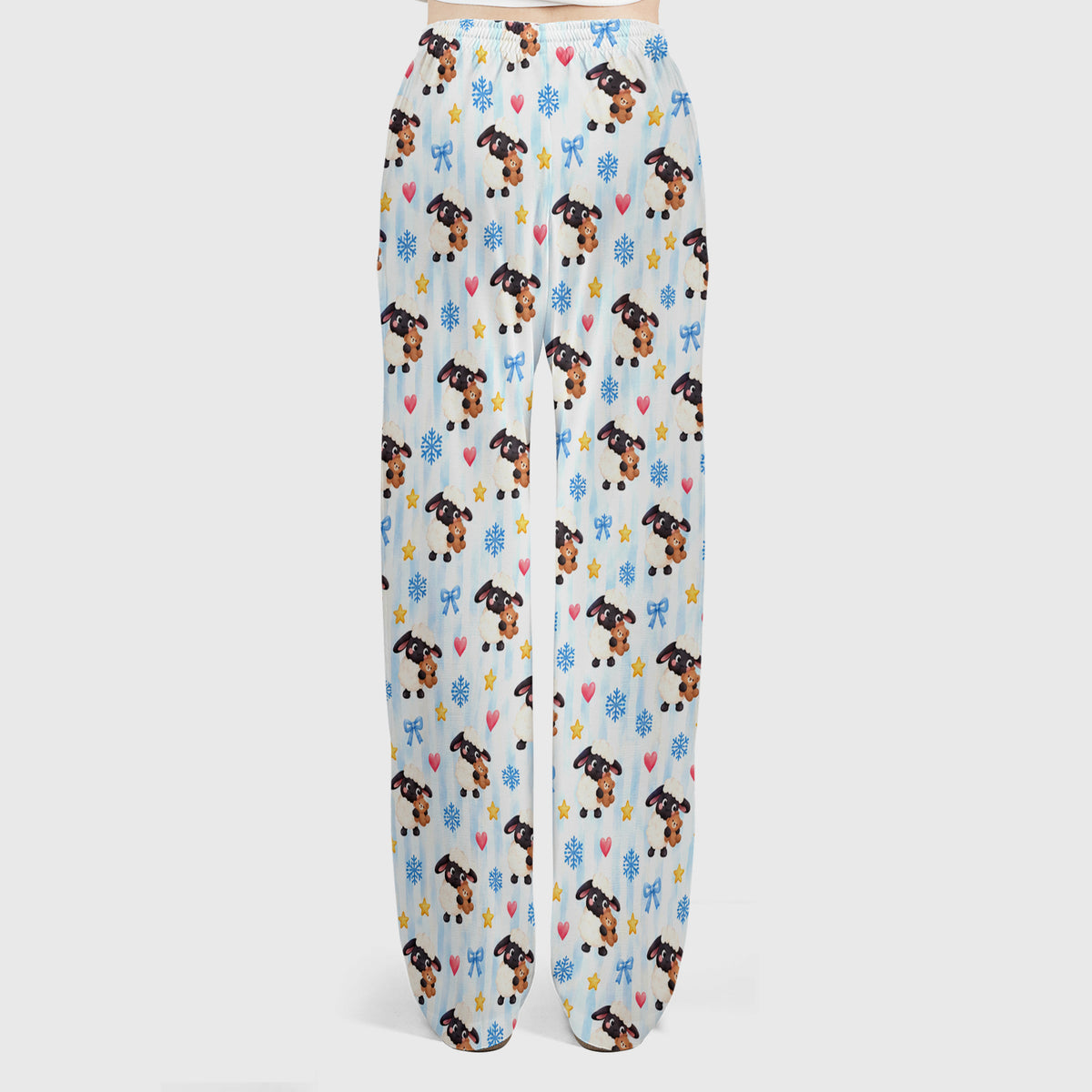 Cute Winter Lambs Holding Teddy Bears Scrub Set, Scrub Pants and V Neck Top