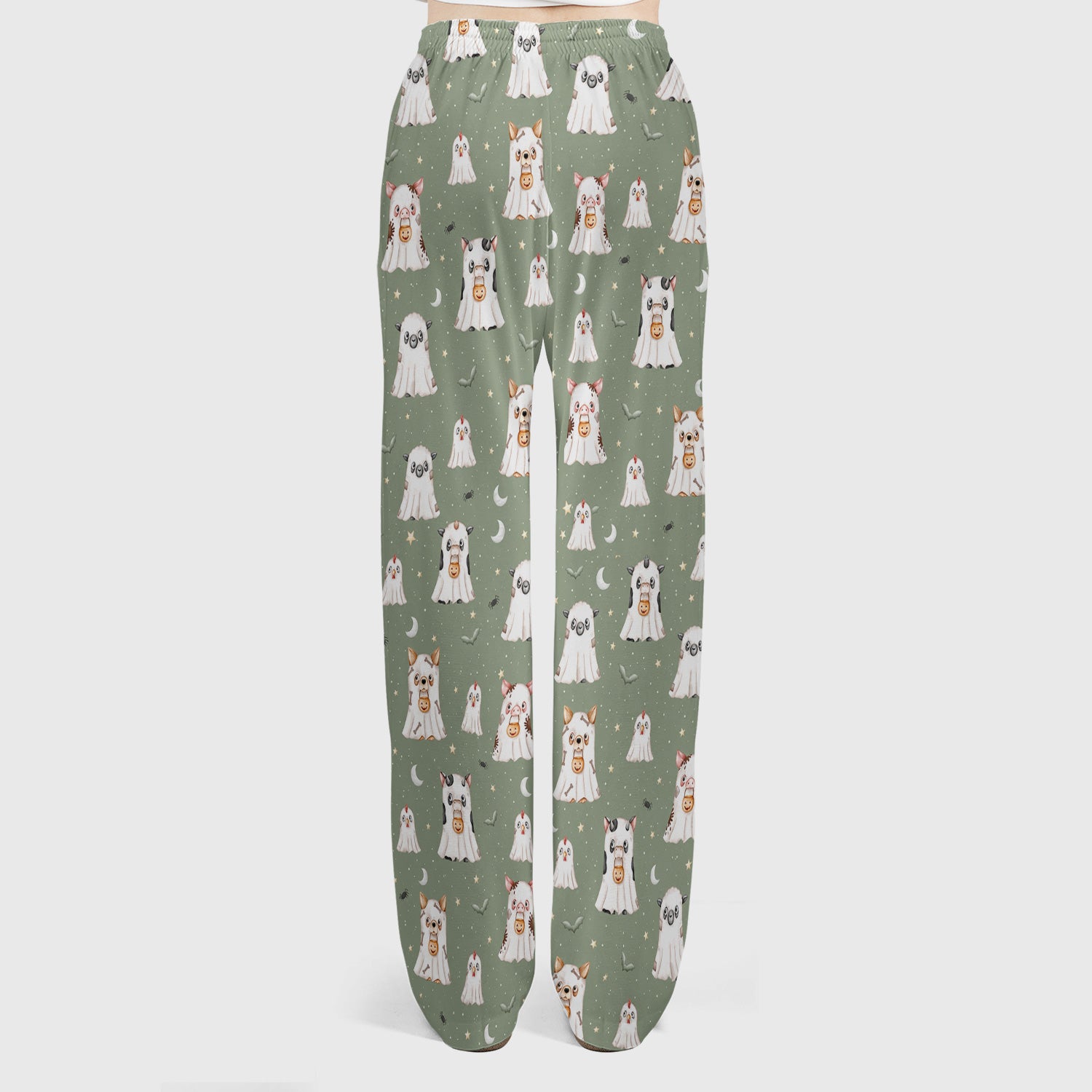 Spooky Farm Animal Ghost Scrub Set, Scrub Pants and V Neck Top