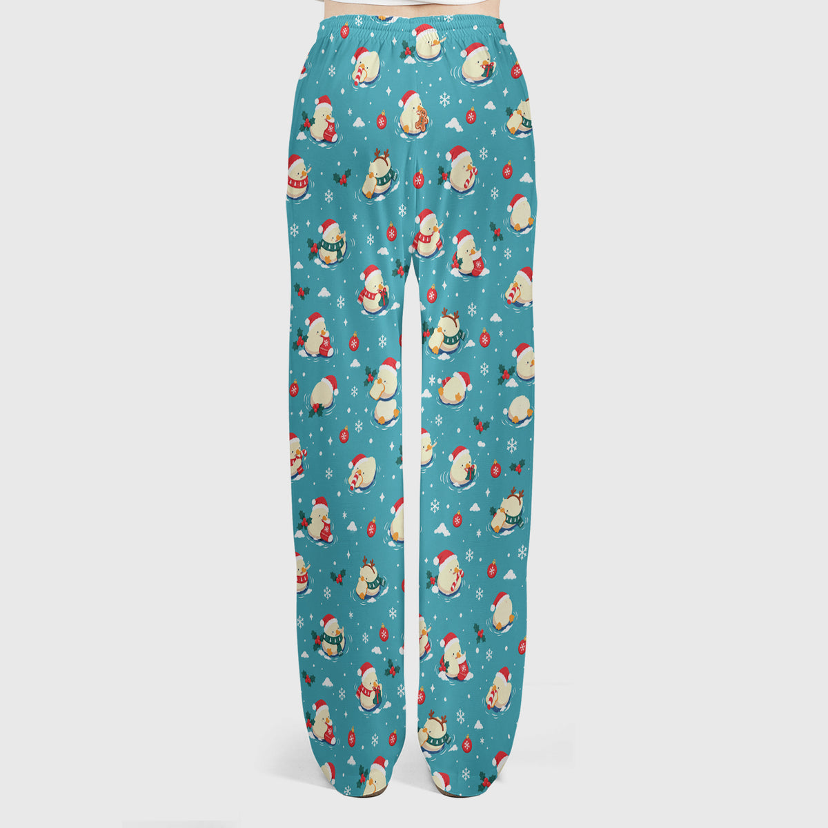 Christmas Ducks In Santa Hats Scrub Set, Scrub Pants and V Neck Top