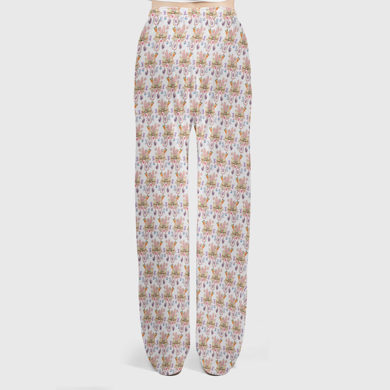 Easter Bunny Stethoscope Pastel Print Scrub Set, Scrub Pants and V Neck Top