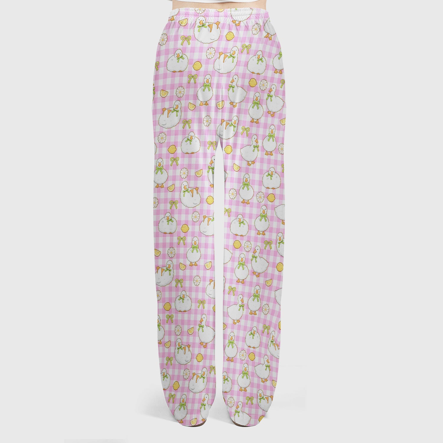 Adorable Ducks Lemon Daisy Pattern Scrubs Sets, Scrub Pants and V Neck Top
