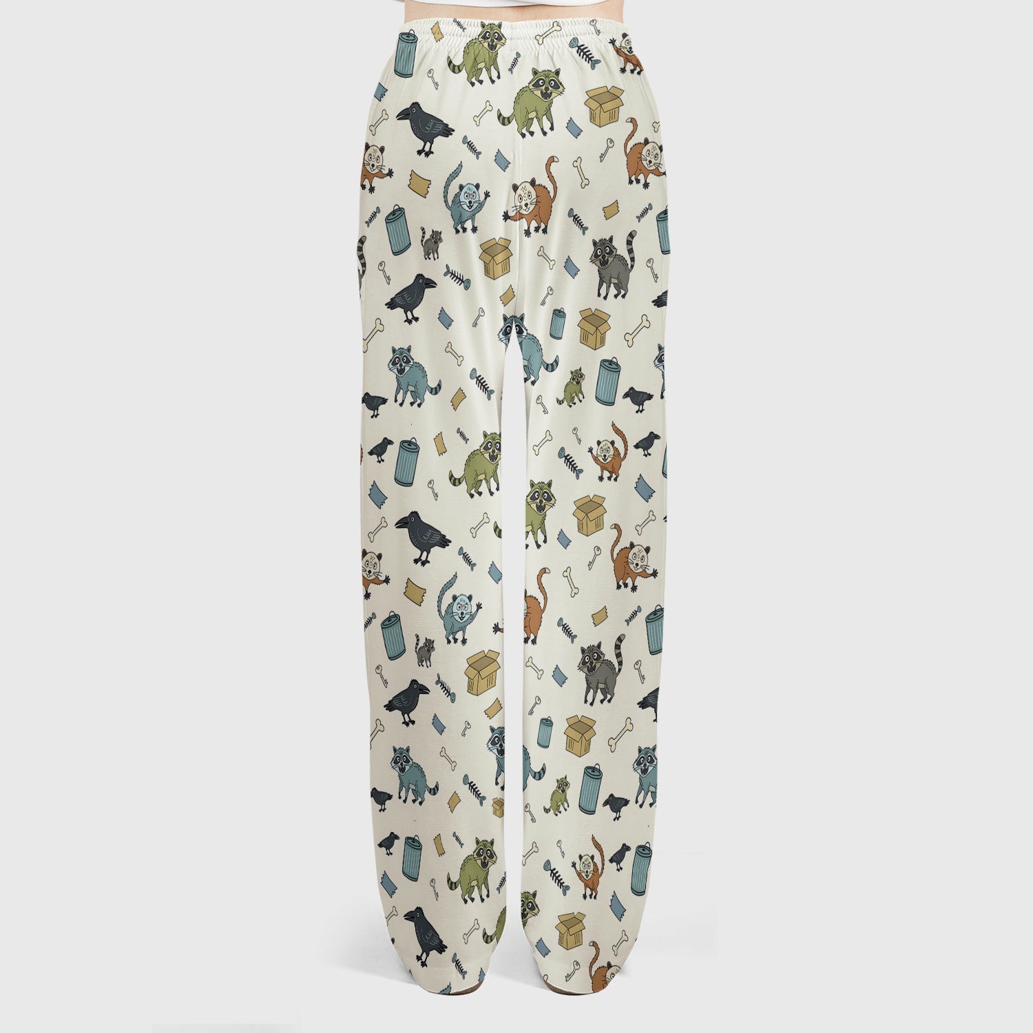 Funny Trash Raccoon Pattern Scrub Set, Scrub Pants and V Neck Top
