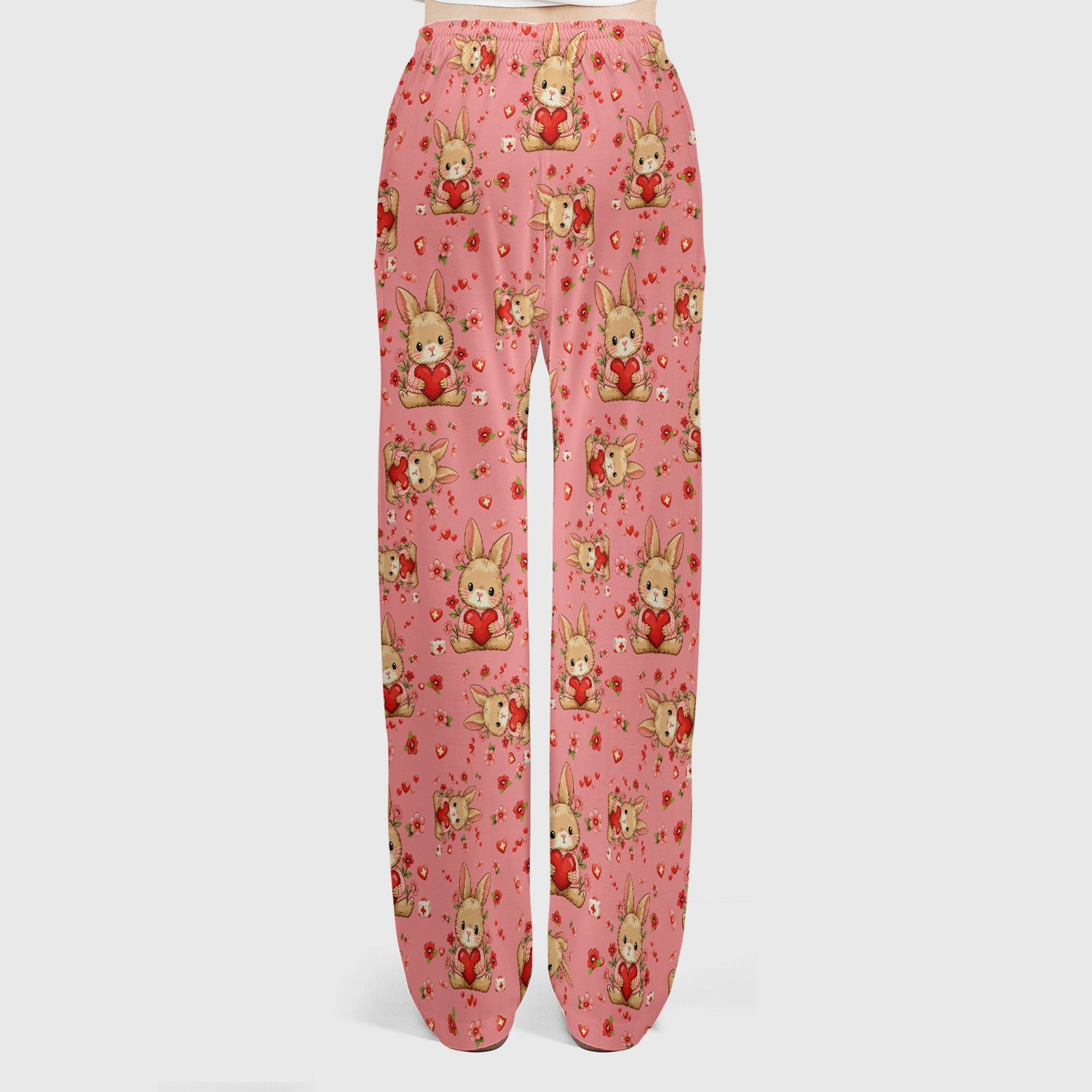 Adorable Bunny Heart Healthcare Design Scrub, Breathable Med Uniform