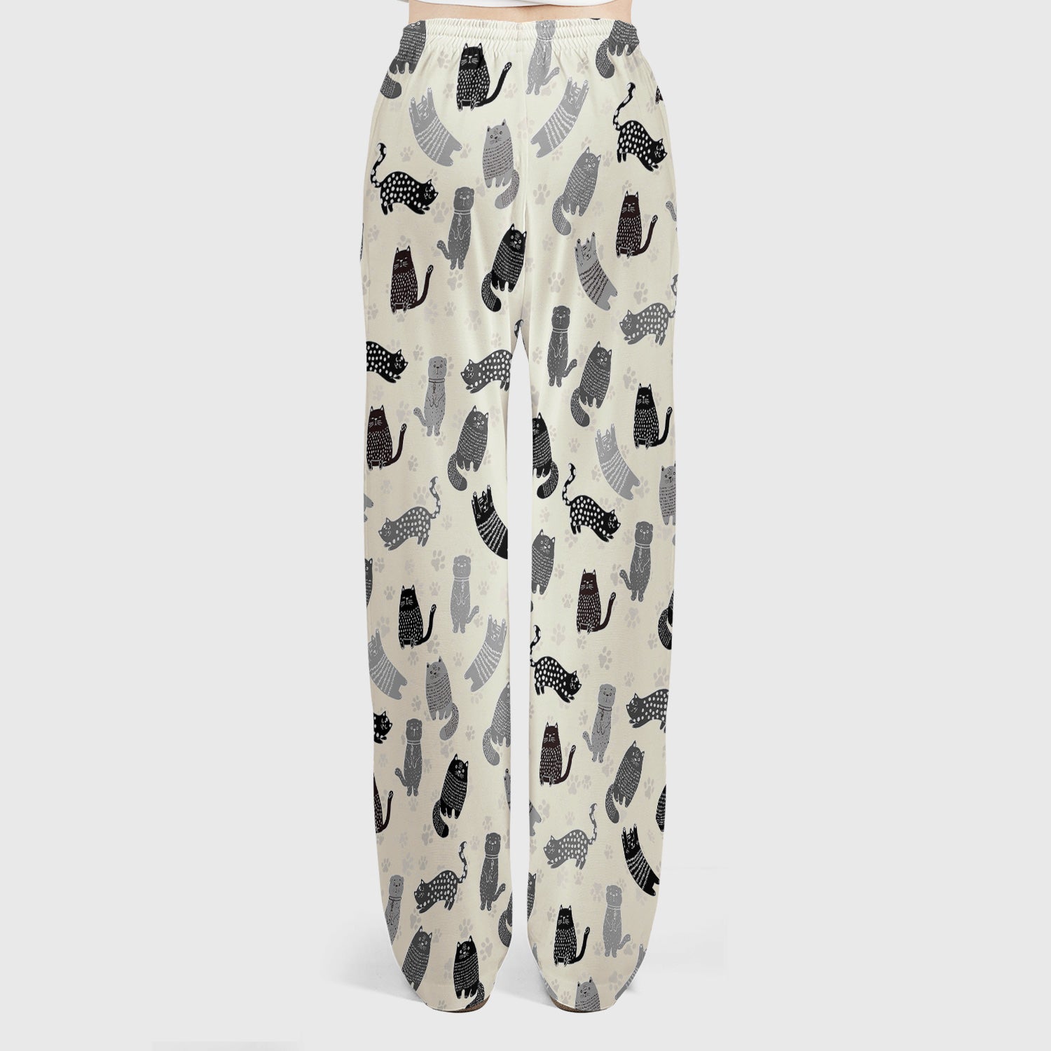 Cute Cat and Paw Print Pattern Scrub Set, Breathable Med Uniform