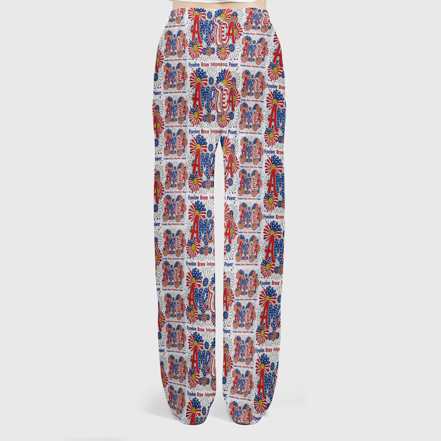 Patriotic America Floral Fireworks Pattern Scrub Set, Scrub Pants and V Neck Top