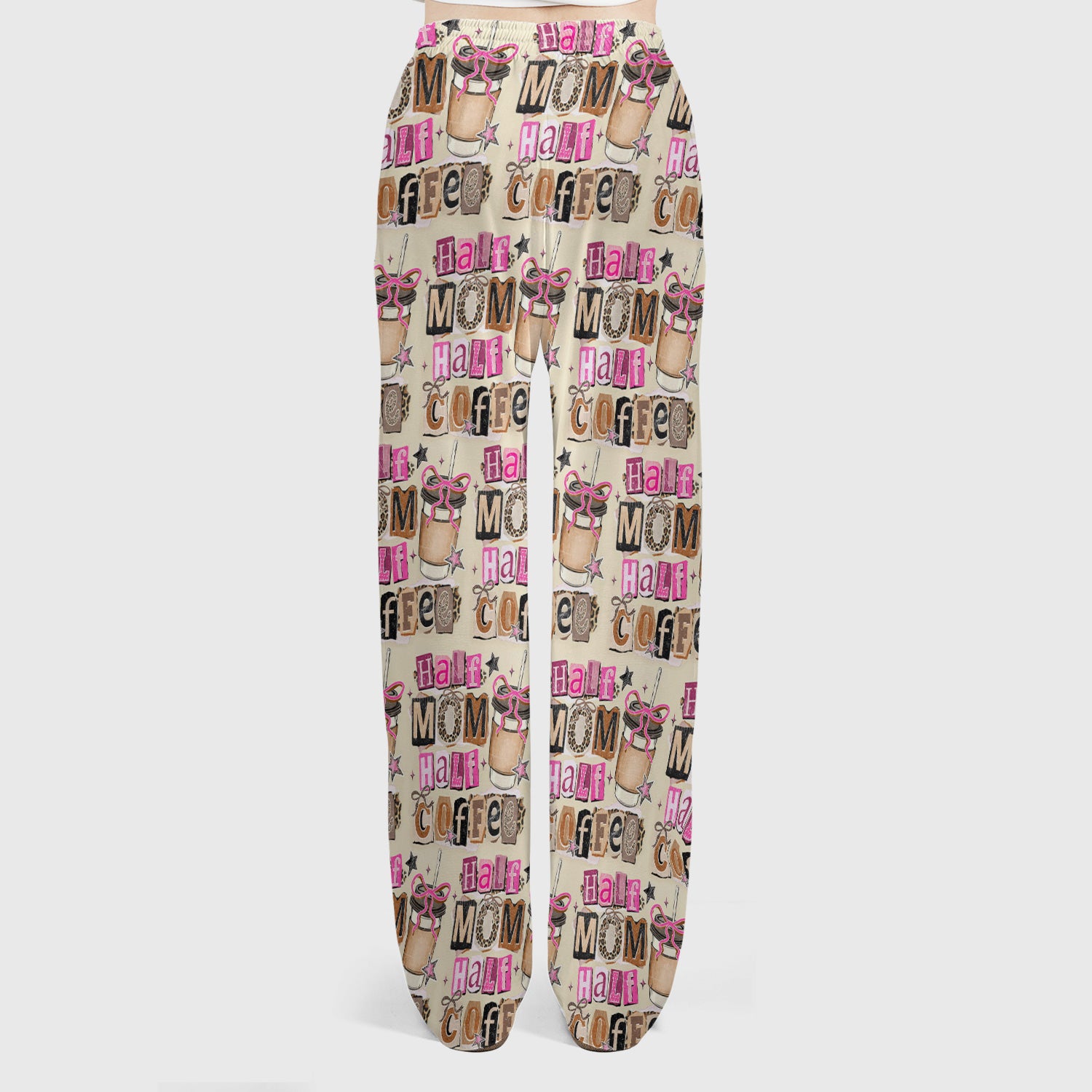 Half Mom Half Coffee Print Scrub Set, Scrub Pants and V Neck Top