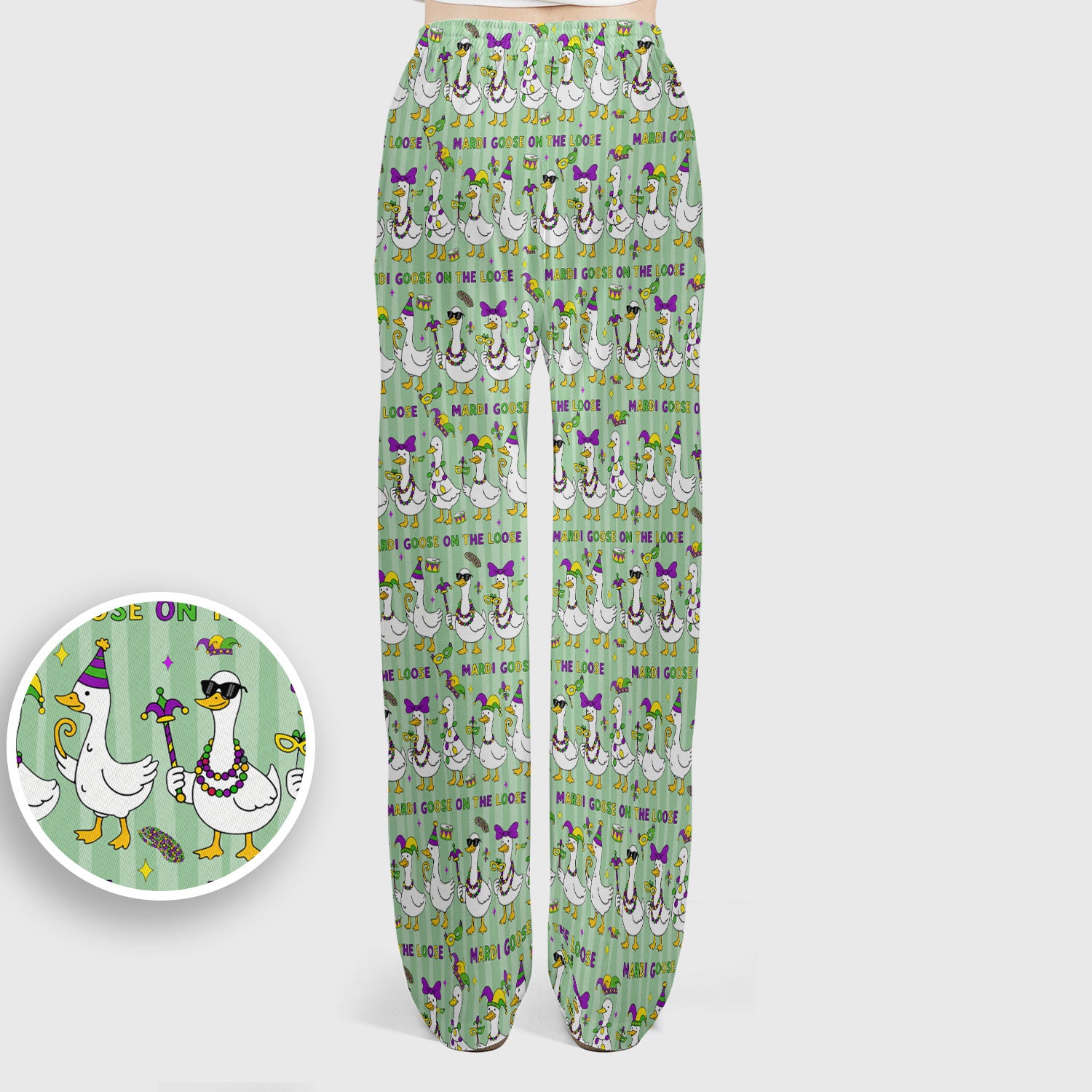Mardi Gras Goose Nurse Scrub Set, Funny Carnival Medical Pattern Nurse Shirt, Breathable Fabrics Nursing Uniform