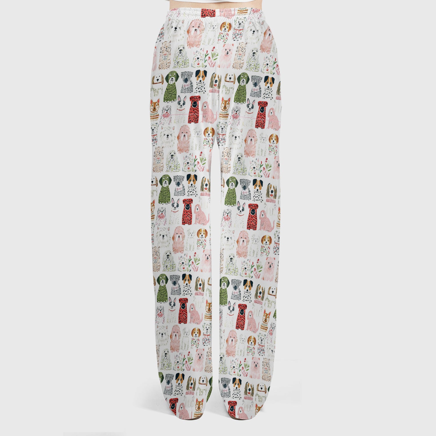 Cute Cartoon Dog Breeds Pattern Scrub Set, Breathable Med Uniform