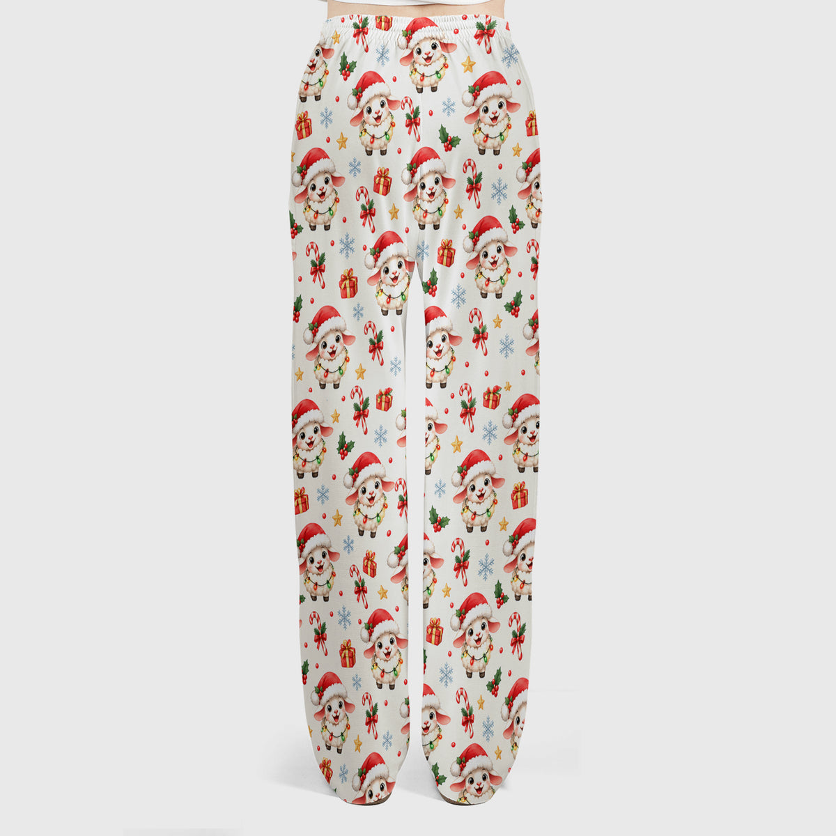 Christmas Lamb With Lights Scrub Set, Scrub Pants and V Neck Top