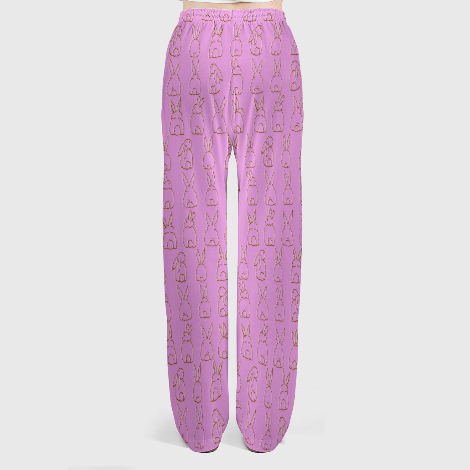 Cartoon Bunny Line Art Pattern Medical Scrub Set, Breathable Med Uniform