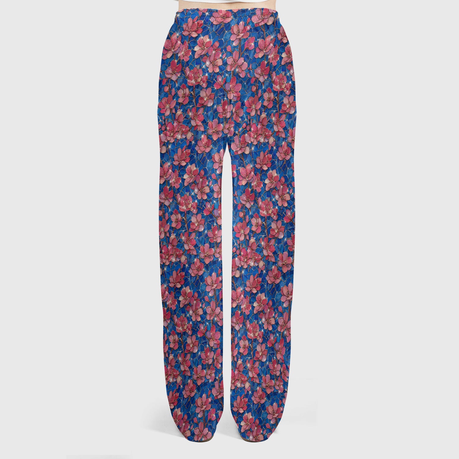 Pink Cherry Blossom Floral Pattern Scrub Set, Breathable Med Uniform
