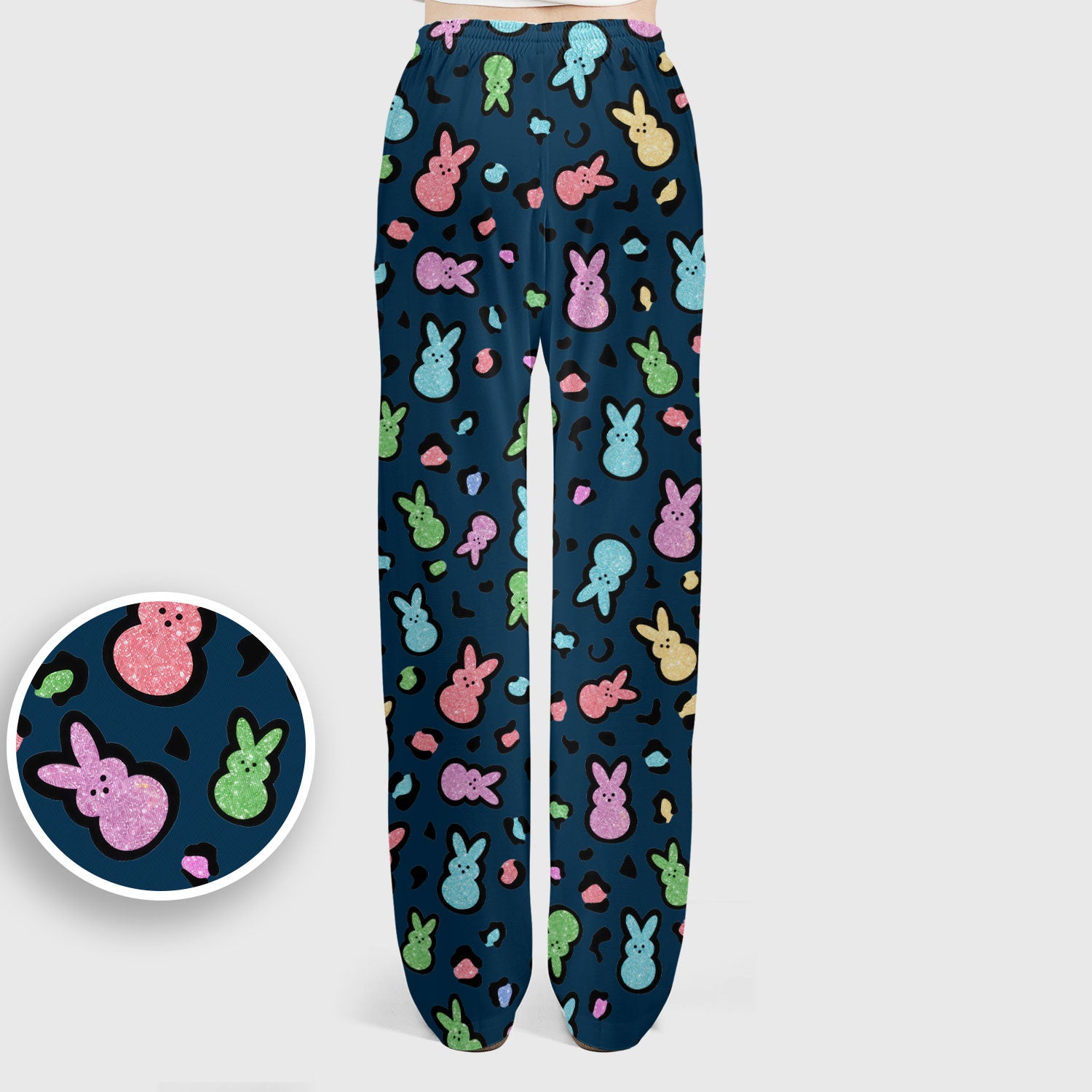 Cute Easter Bunny Pastel Pattern Scrub Set, Scrub Pants and V Neck Top