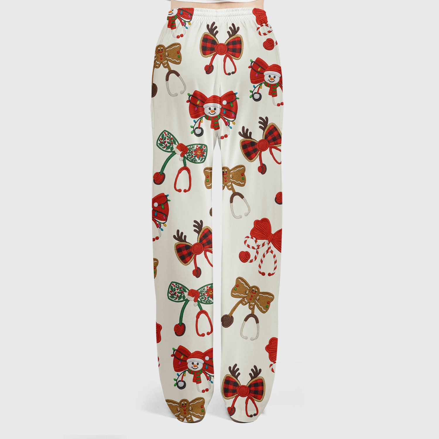 Christmas Stethoscope Bow Nurse Scrub Set, Xmas Pattern Scrub Shirt, Holiday Nursing Uniform