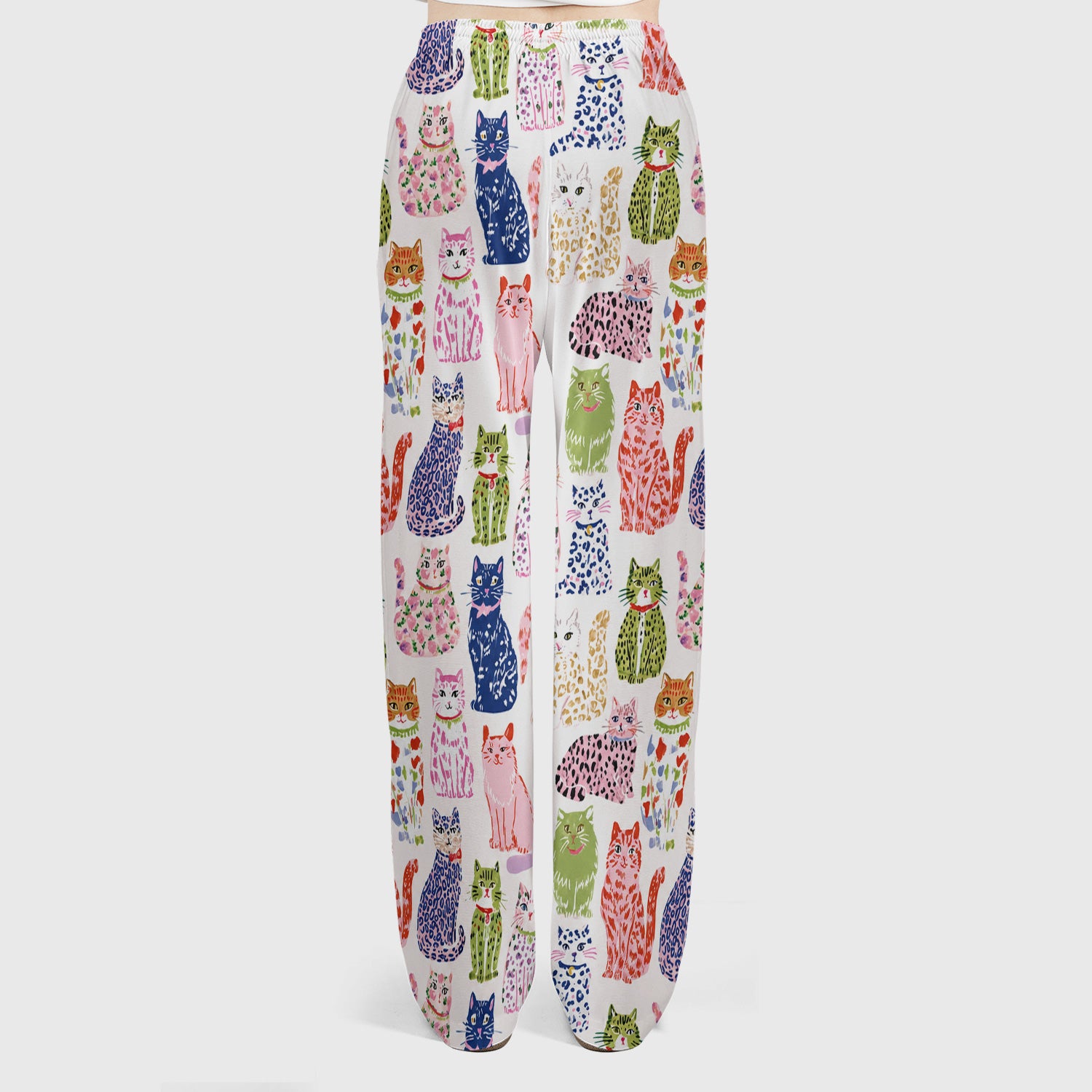 Colorful Cat with Playful Pet Scrub Set, Scrub Pants and V Neck Top