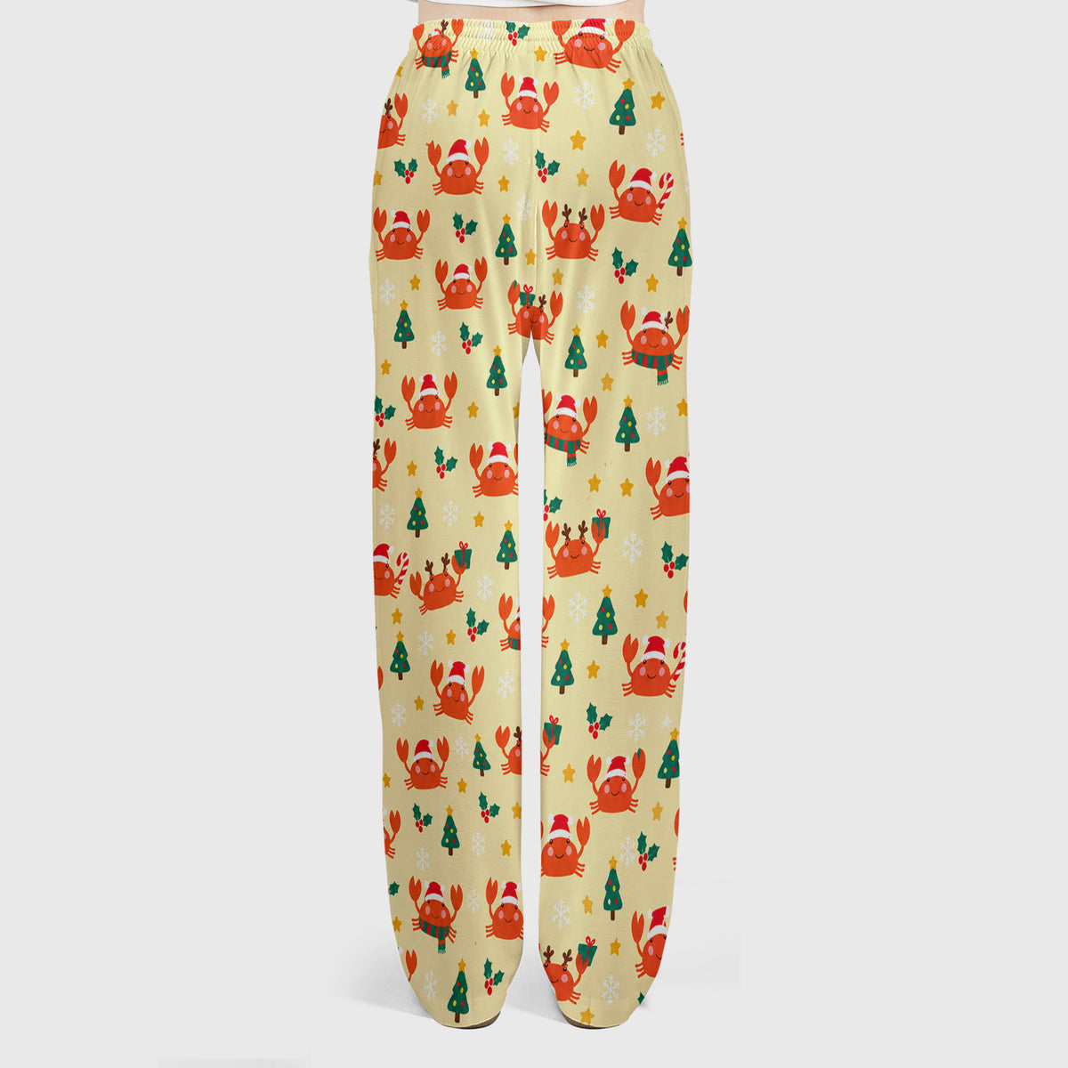 Christmas Crabs And Trees Pattern Scrub Set, Scrub Pants and V Neck Top