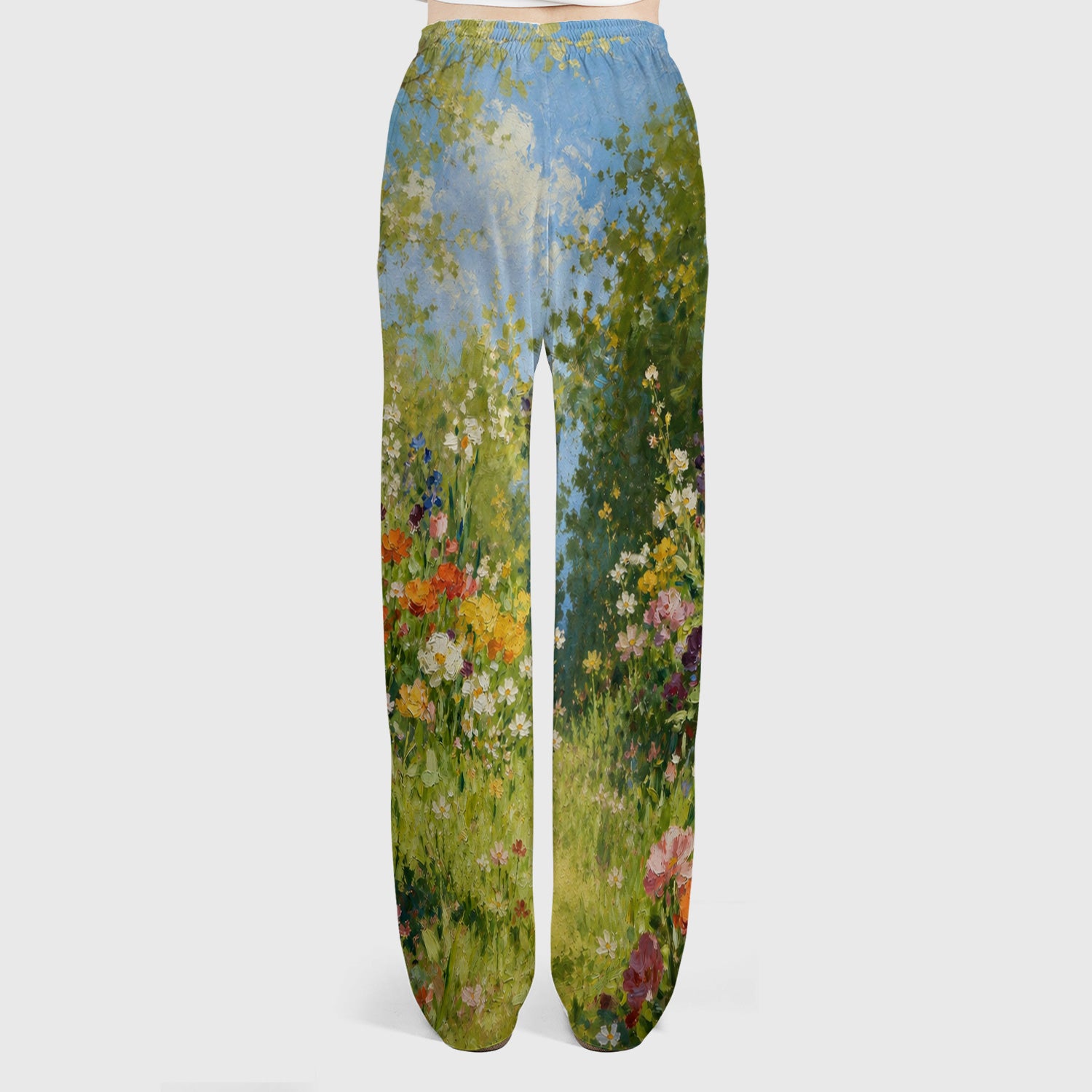 Whimsical Garden Cat Blossom Pattern Scrub Set, Scrub Pants and V Neck Top