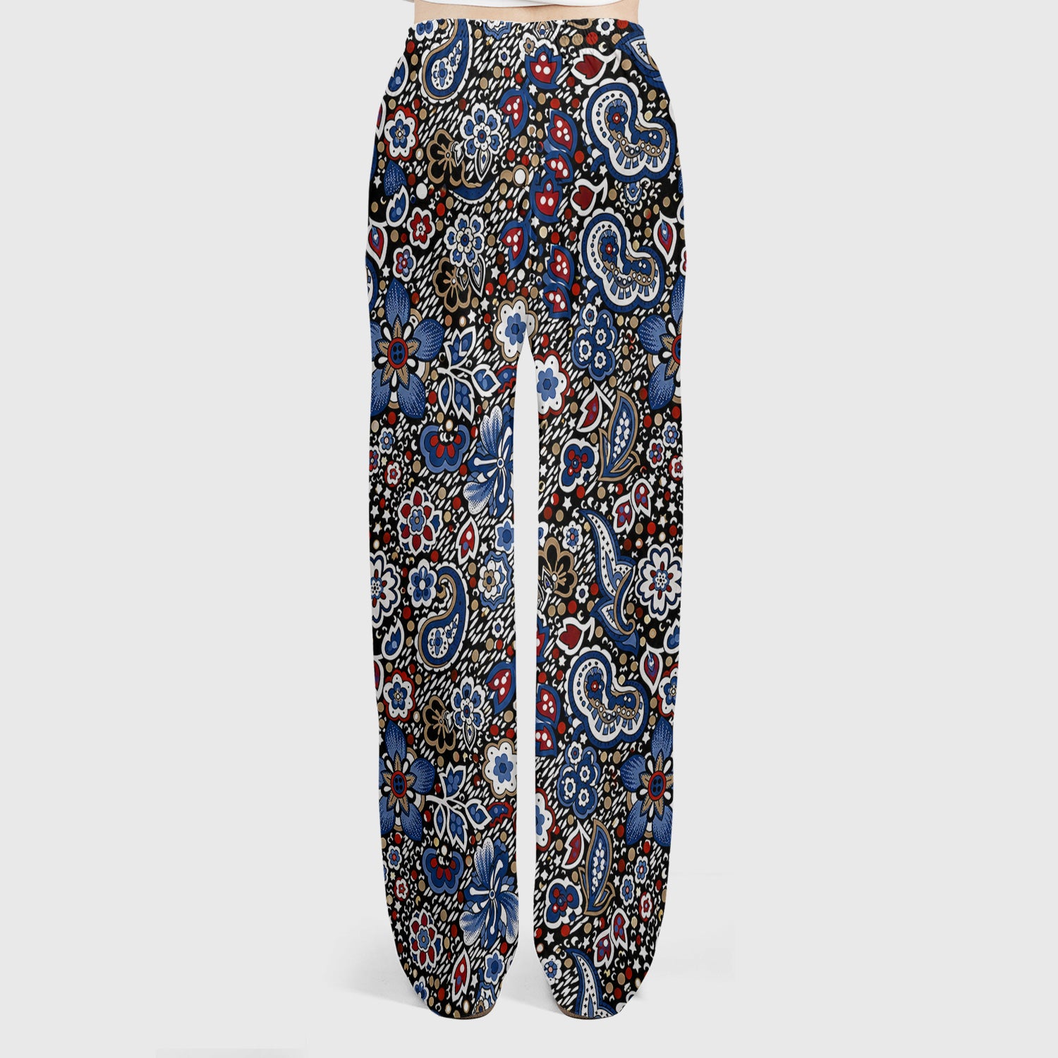 Classic Paisley Floral Pattern Scrub Set, Scrub Pants and V Neck Top
