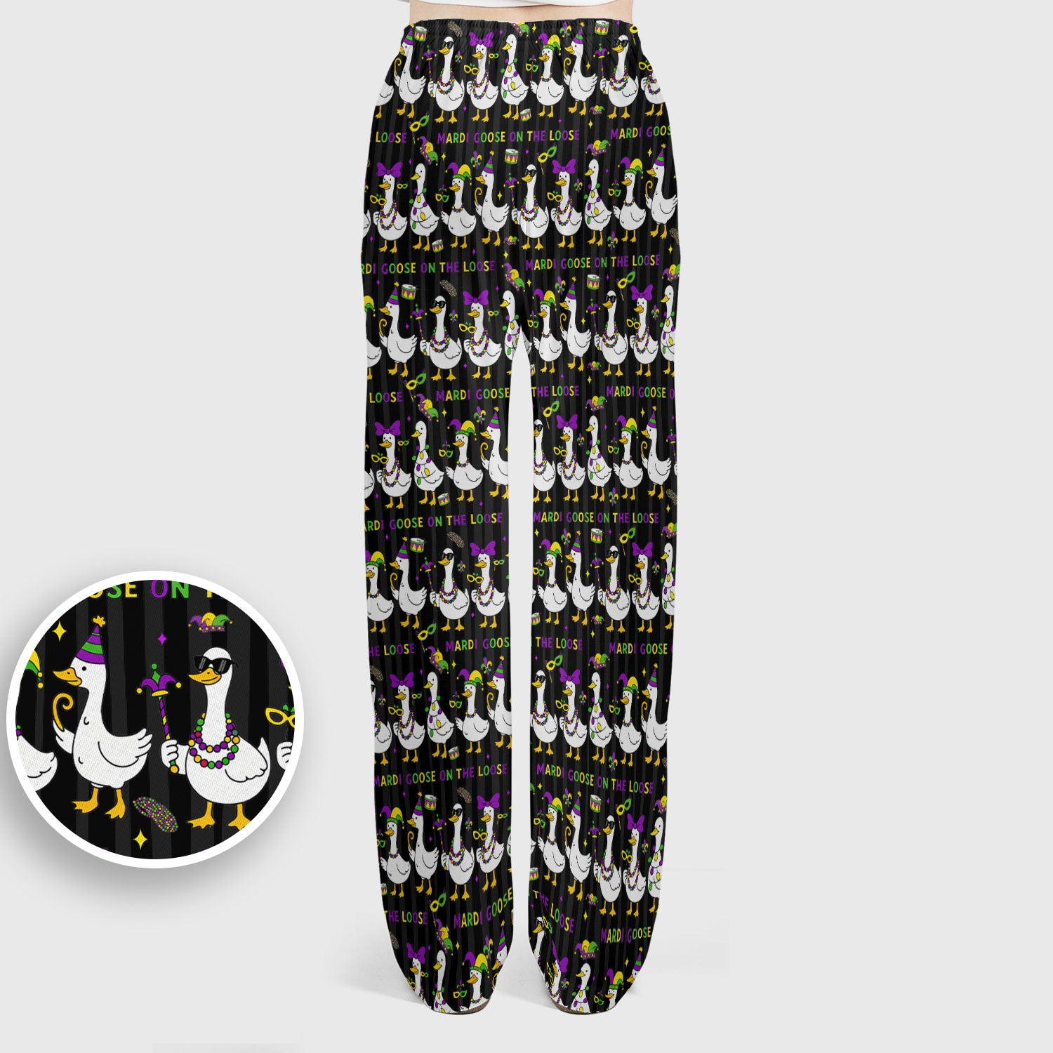 Mardi Gras Goose Nurse Scrub Set, Funny Carnival Medical Pattern Nurse Shirt, Breathable Fabrics Nursing Uniform