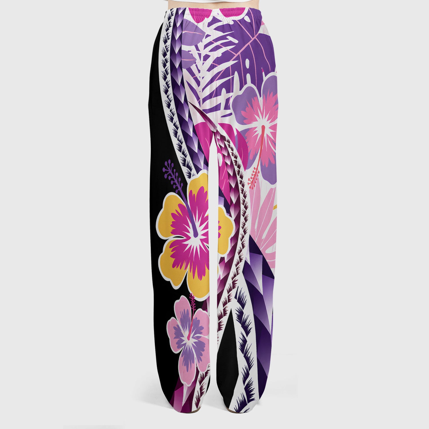 Nurse Tropical Hibiscus Leaf Pattern Scrub Set, Scrub Pants and V Neck Top