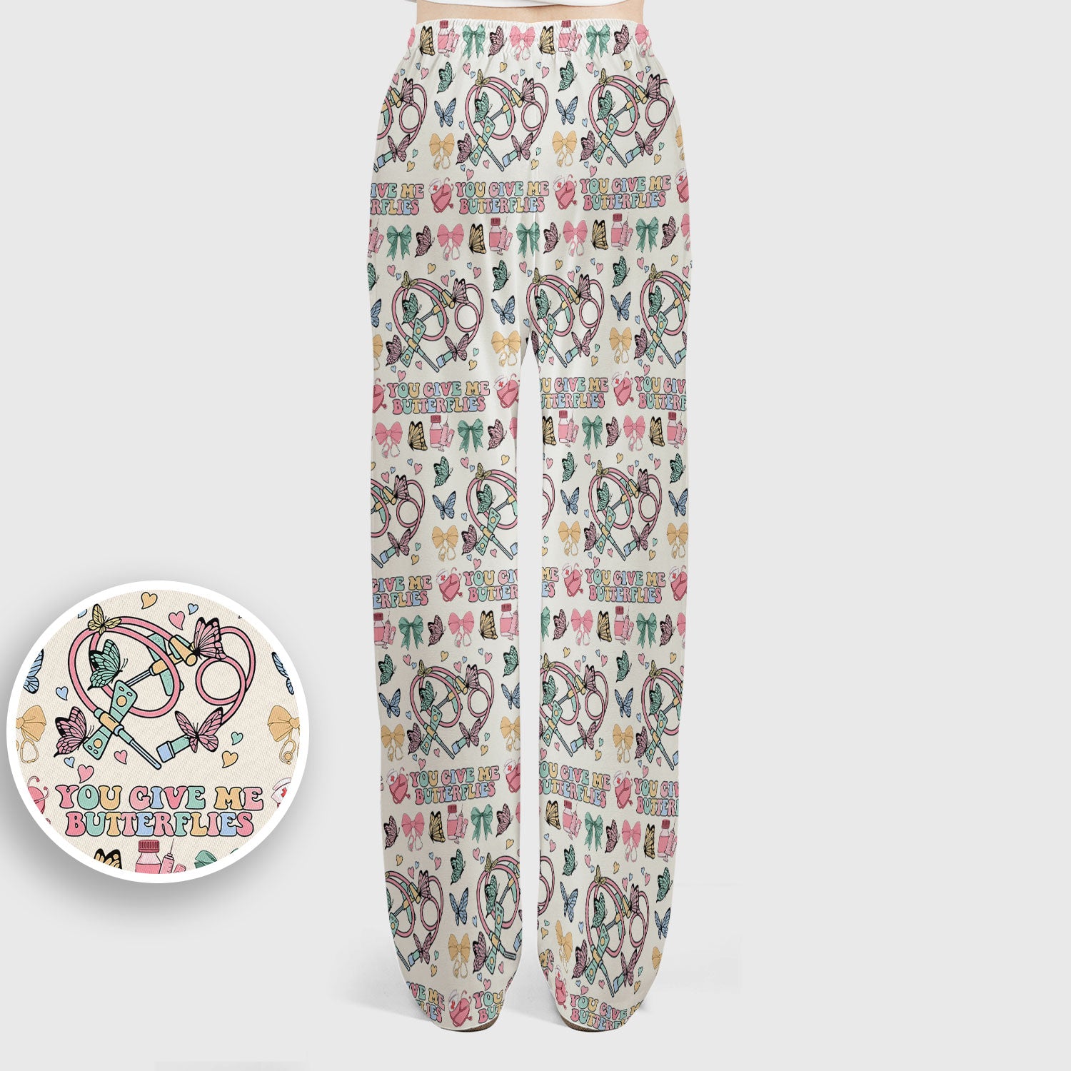 Butterfly Heart Valentine Medical Pattern Scrub, Women's Scrub Sets