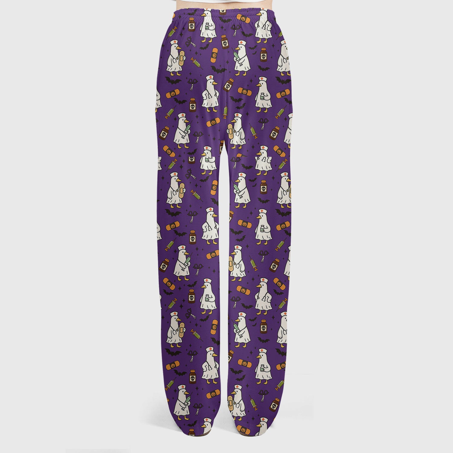 Goose Halloween Nurse Scrub Set - Quirky Duck Medical Pattern - Funny Spooky Nursing Outfit Gift for Women RN LPN CNA