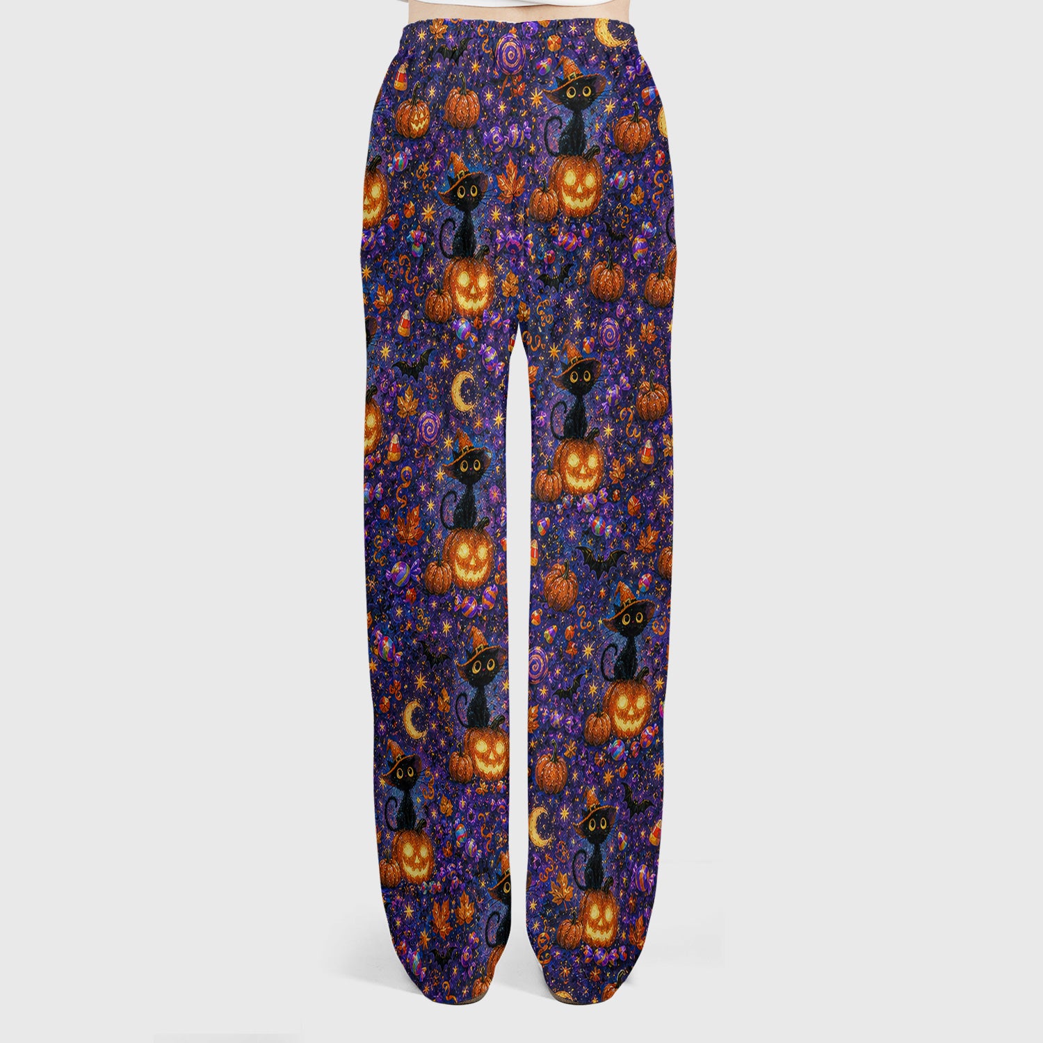 Mystical Halloween Witch Cat Scrub Set, Scrub Pants and V Neck Top